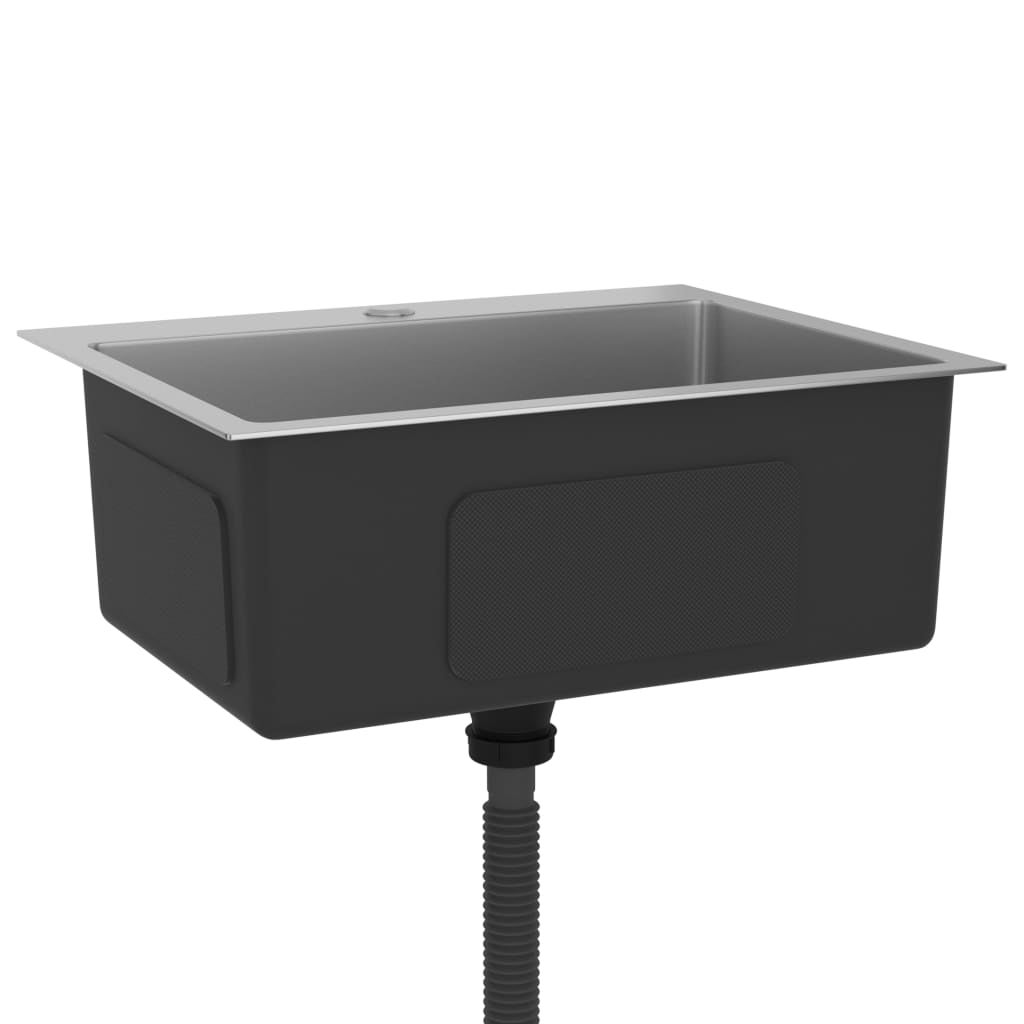 Lavello da cucina fatto a mano 59 x 44 cm acciaio inox argento 02_0002463 - 2