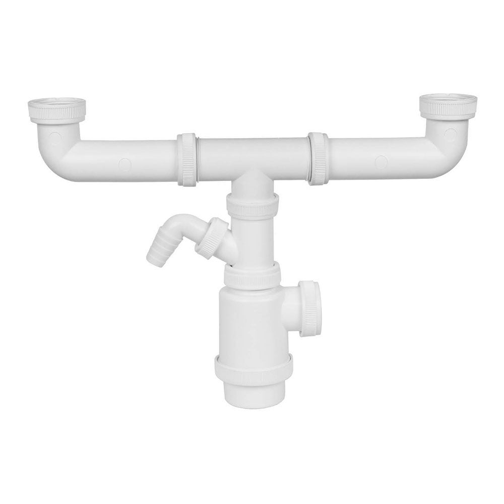 Sifón Doble de Botella Extensible V70 con Toma de Lavavajillas + Tapones - 5