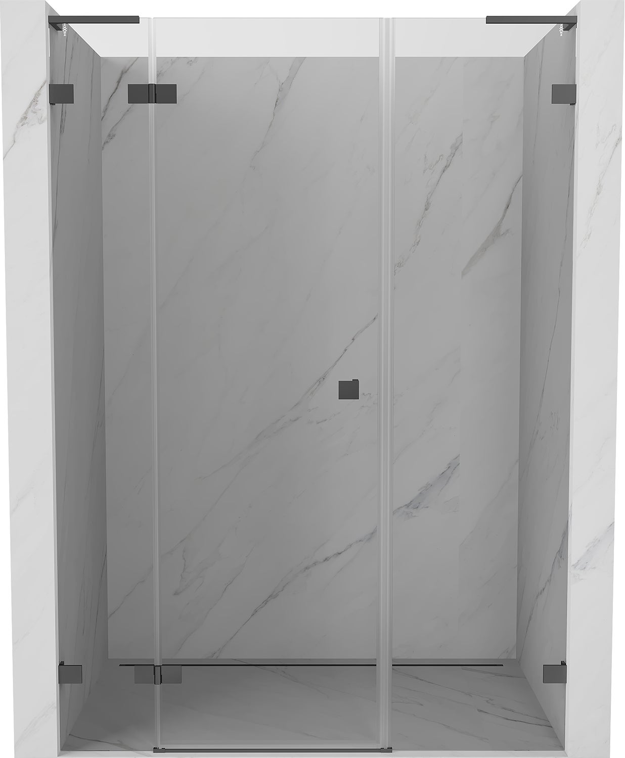 Mexen Lunar L drzwi prysznicowe uchylne lewe 145 cm, transparent, gun metal - 834SL-145-050-95-00-L