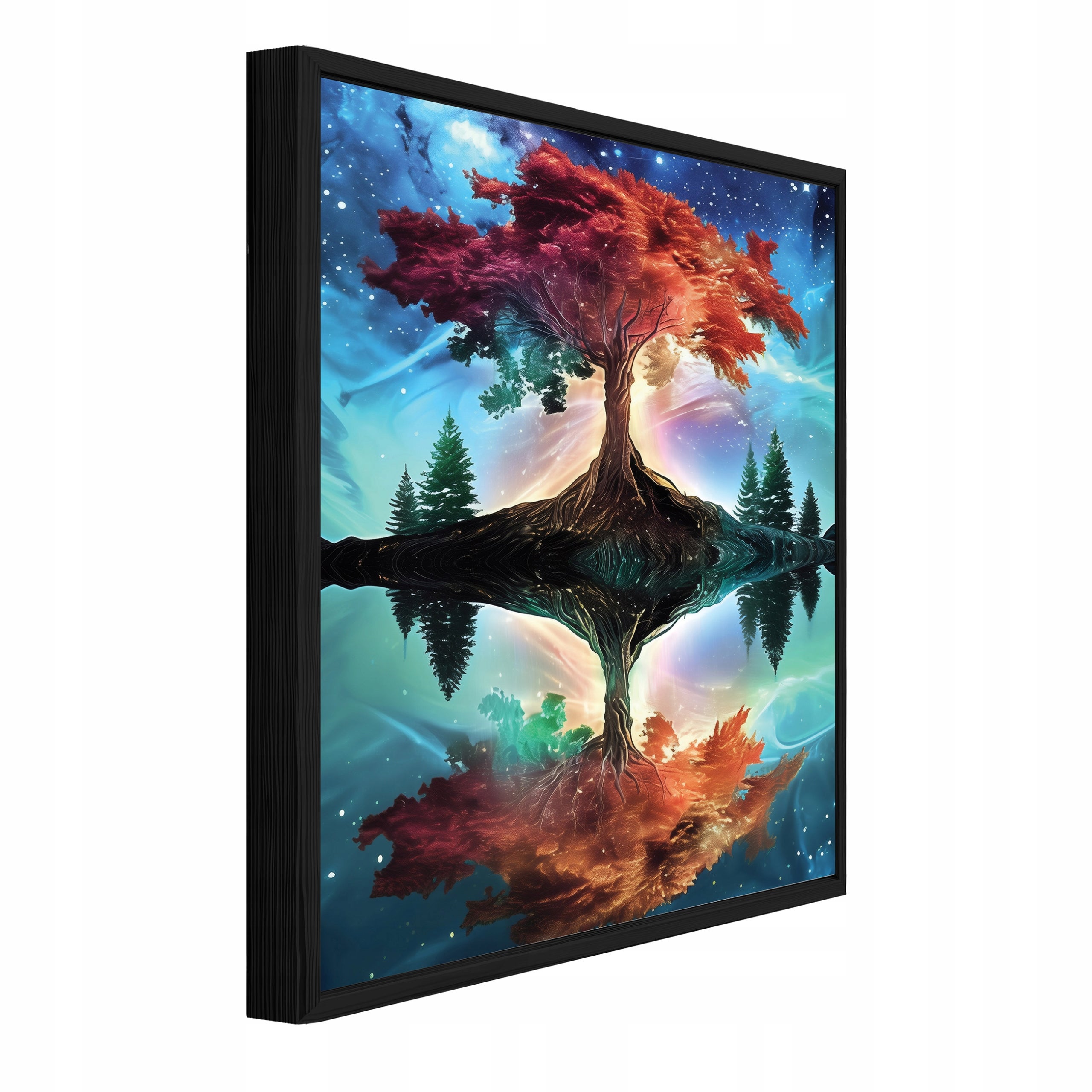 Tablou Canvas copac albastru abstract Tablou decorativ Rama Neagra Living Bucatarie Tablouri de perete 40x60 cm
