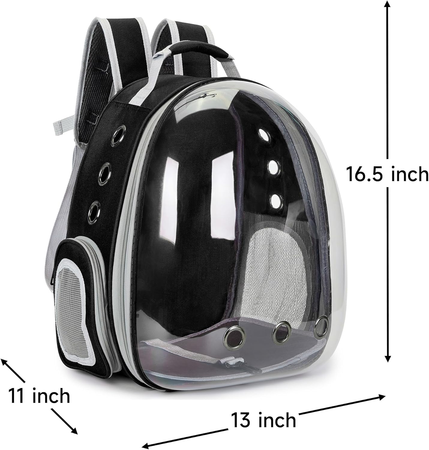 Mochila transparente para transporte de gatos e cães de pequeno porte (preta) - 2