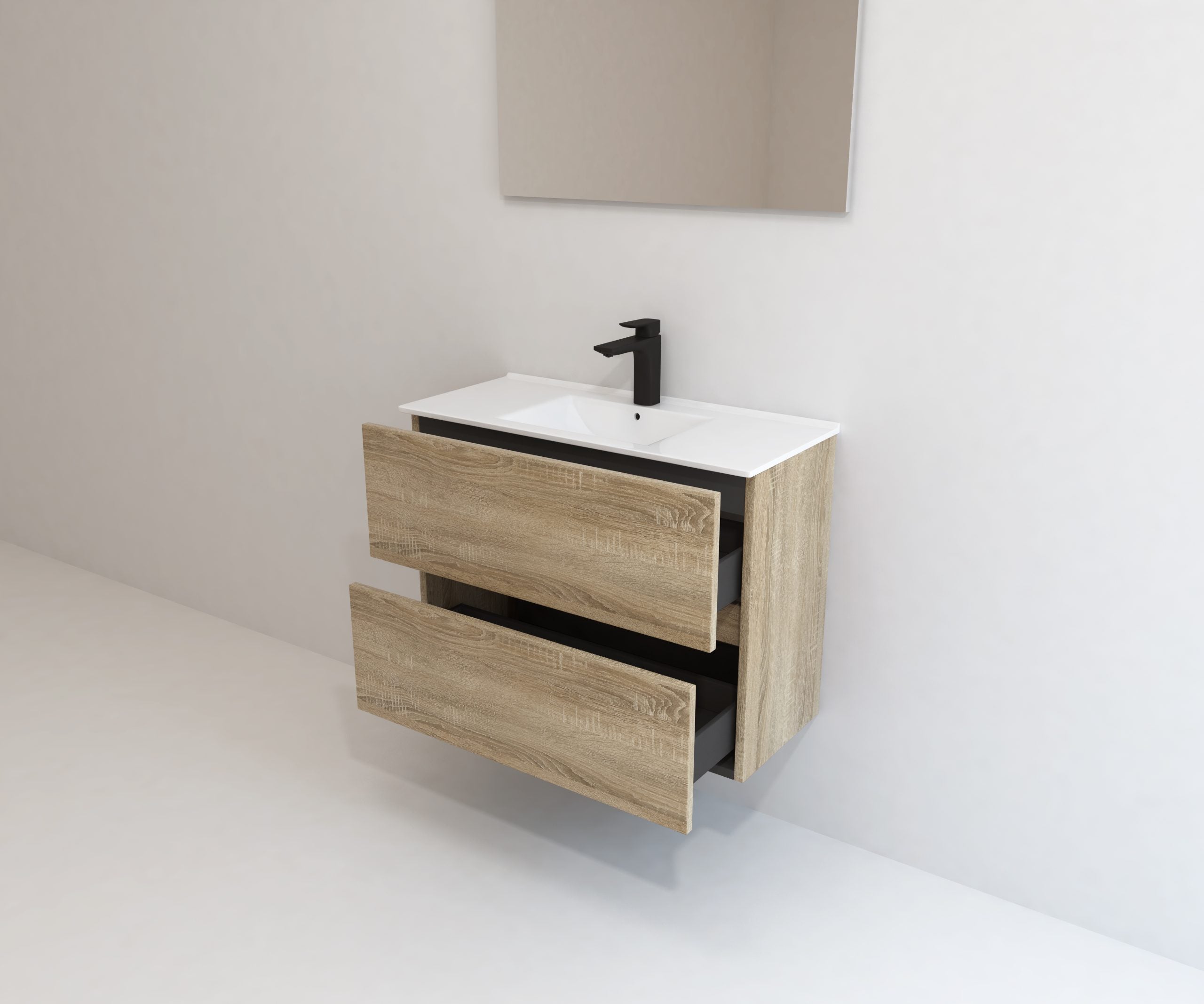 Ensemble de meubles de salle de bain Avantarea CARCANS, chêne Bardolino 80 cm + vasque + miroir simple - 5
