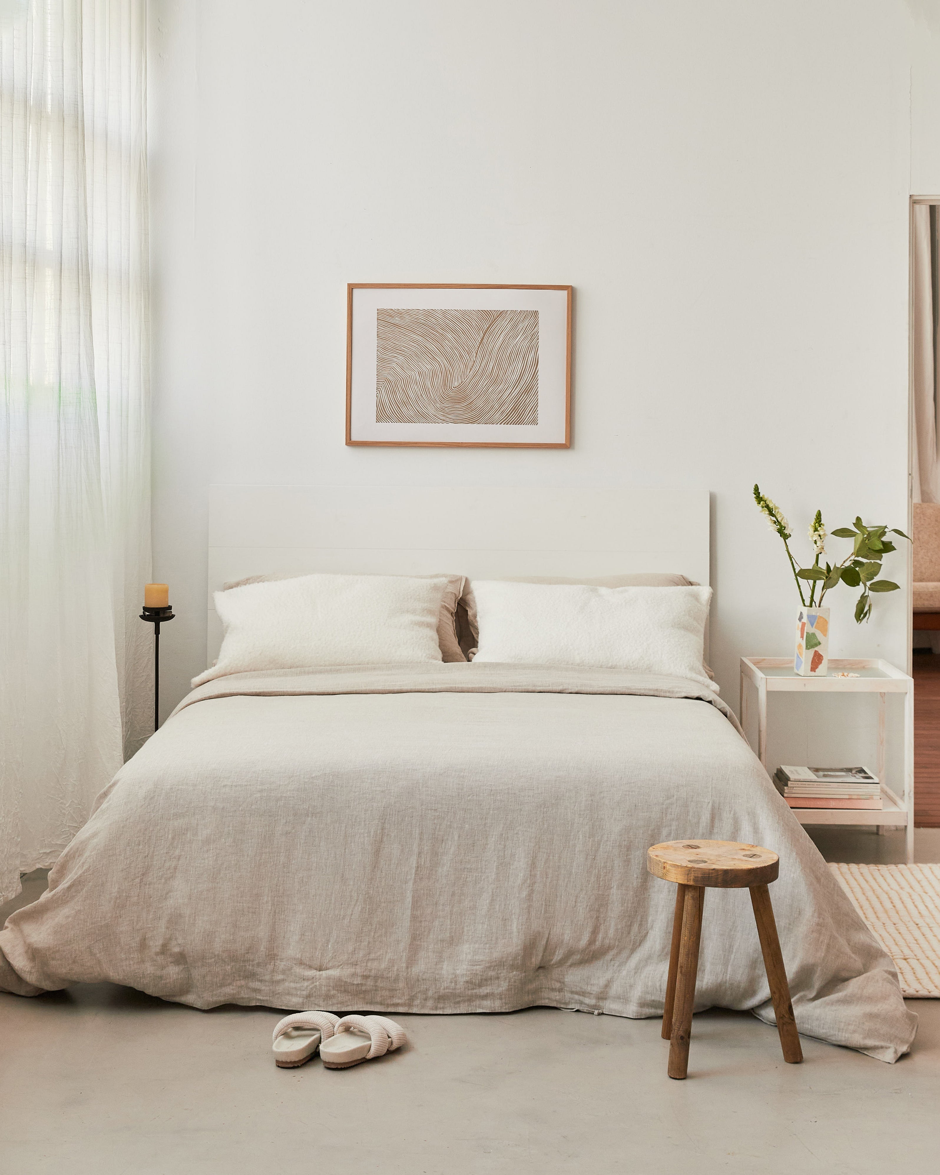 NALA Testata per letto da 190 cm in legno di abete beige HANNUN - 4