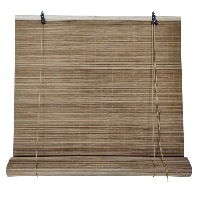 Estor Enrollable| 90X200CM| Compuesto 100% Caña De Bambú Reforzado| Cortina Para Ventana o Puerta| Persiana Madera| Marron