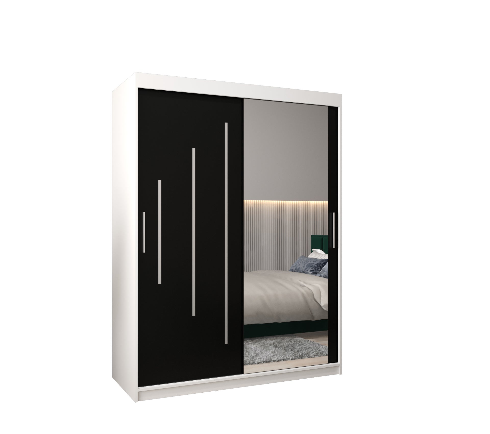 Szafa przesuwna garderoba York 2 150 x 62 x 200 cm Biały + Czarny - Abiks Meble