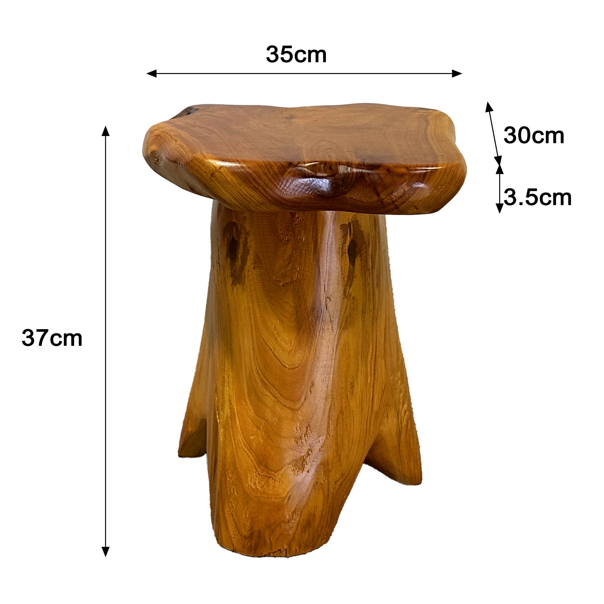 Mesa de centro de 35x30x37 cm, forma irregular, madera, color natural - 3