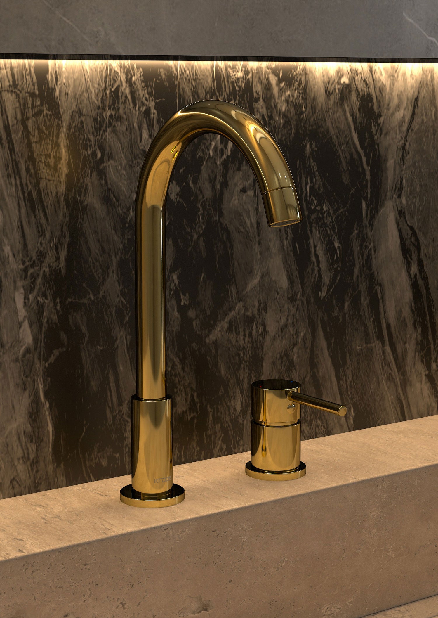Charme II Columna De Suelo Mecánica Oro Cepillado Para Bañera Exenta Essebagno