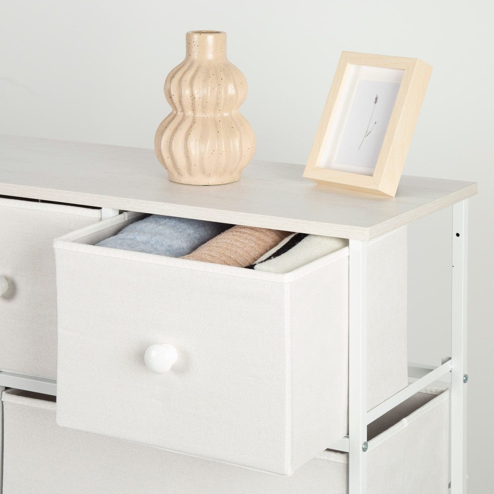 Max Home Cómoda blanca 9 cajones de tela - 3