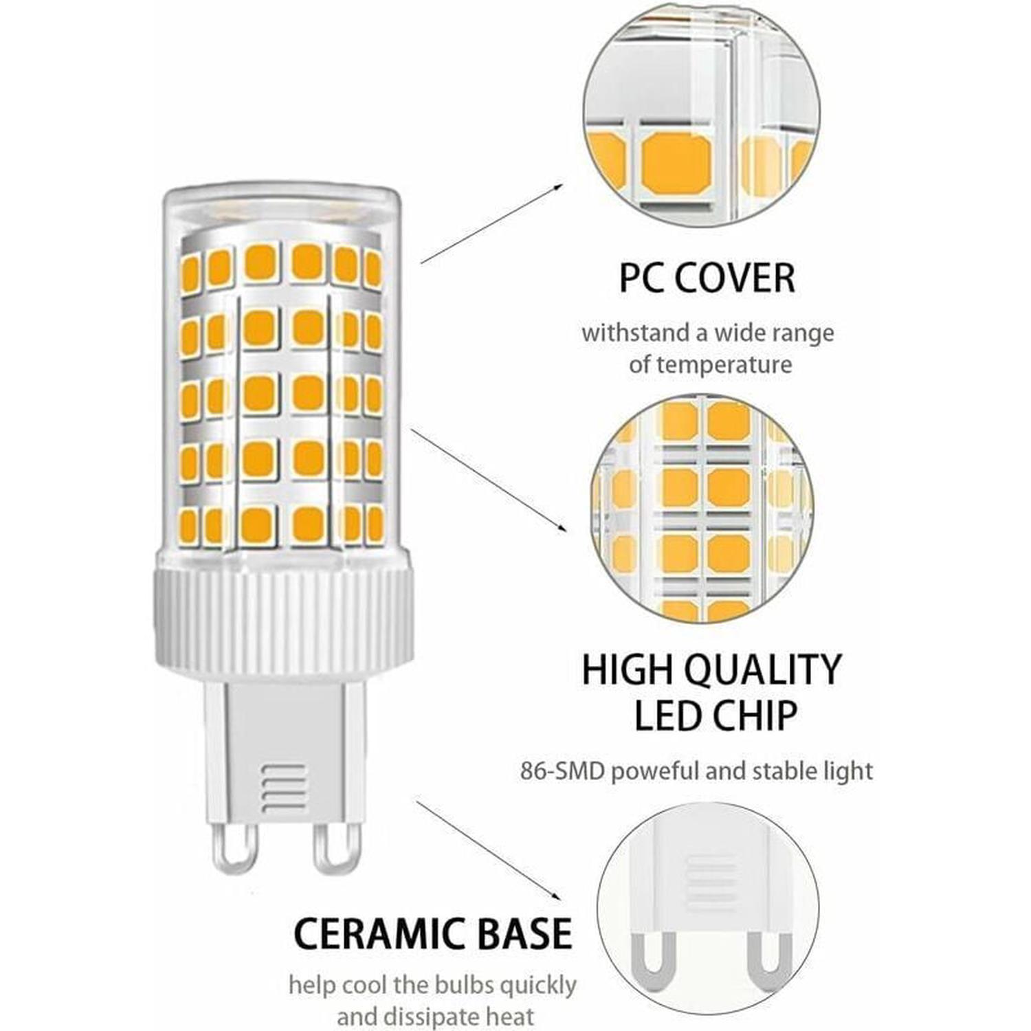 Lot de 3 Ampoules LED G9 10W Équivalent Halogène 150W, 86 LED, 1000Lm, Angle de faisceau 360°, Ultra Lumineuses, Blanc Chaud 3000K - 4