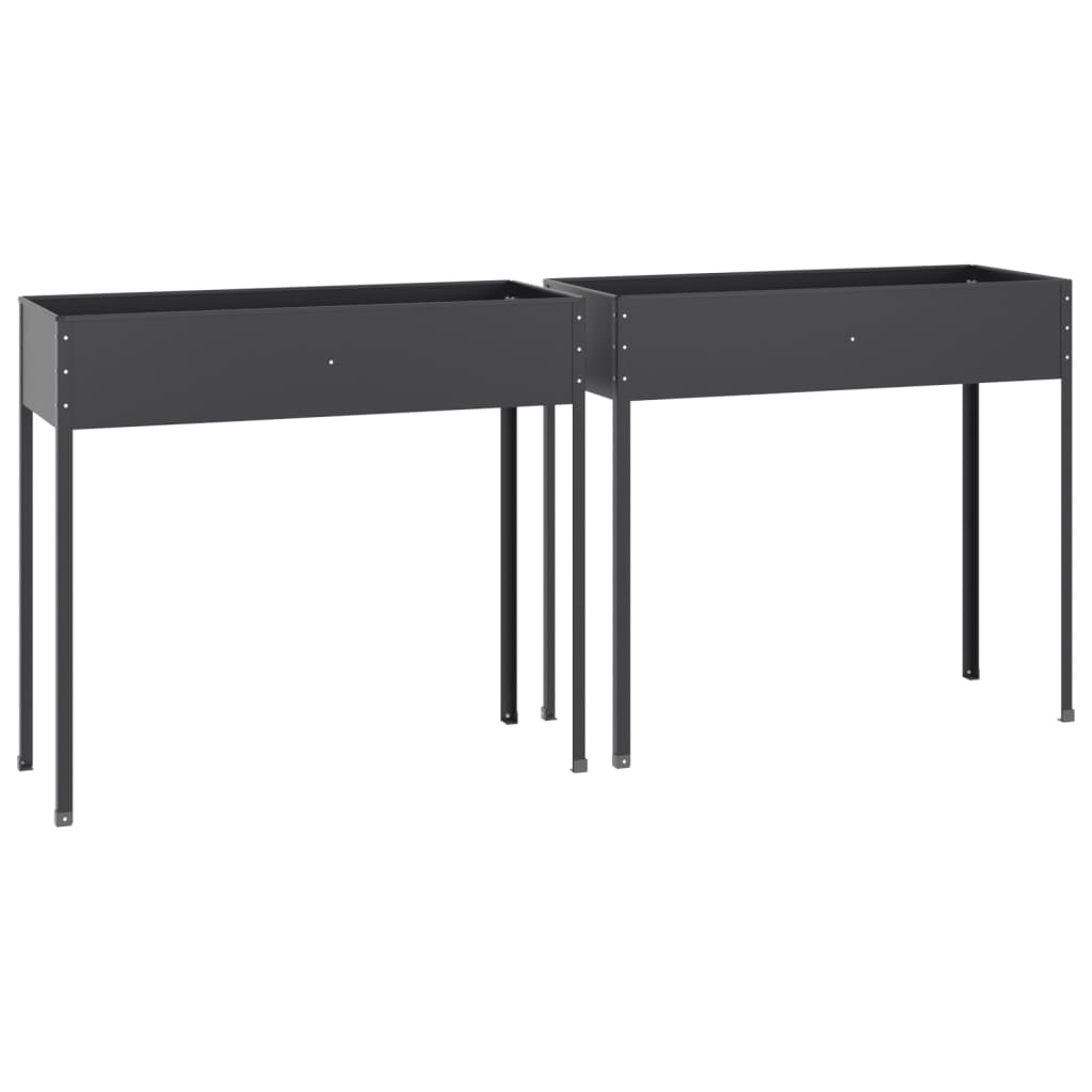 Maison Exclusive - Fioriere da Giardino 2 pz Antracite Acciaio Zincato - 4