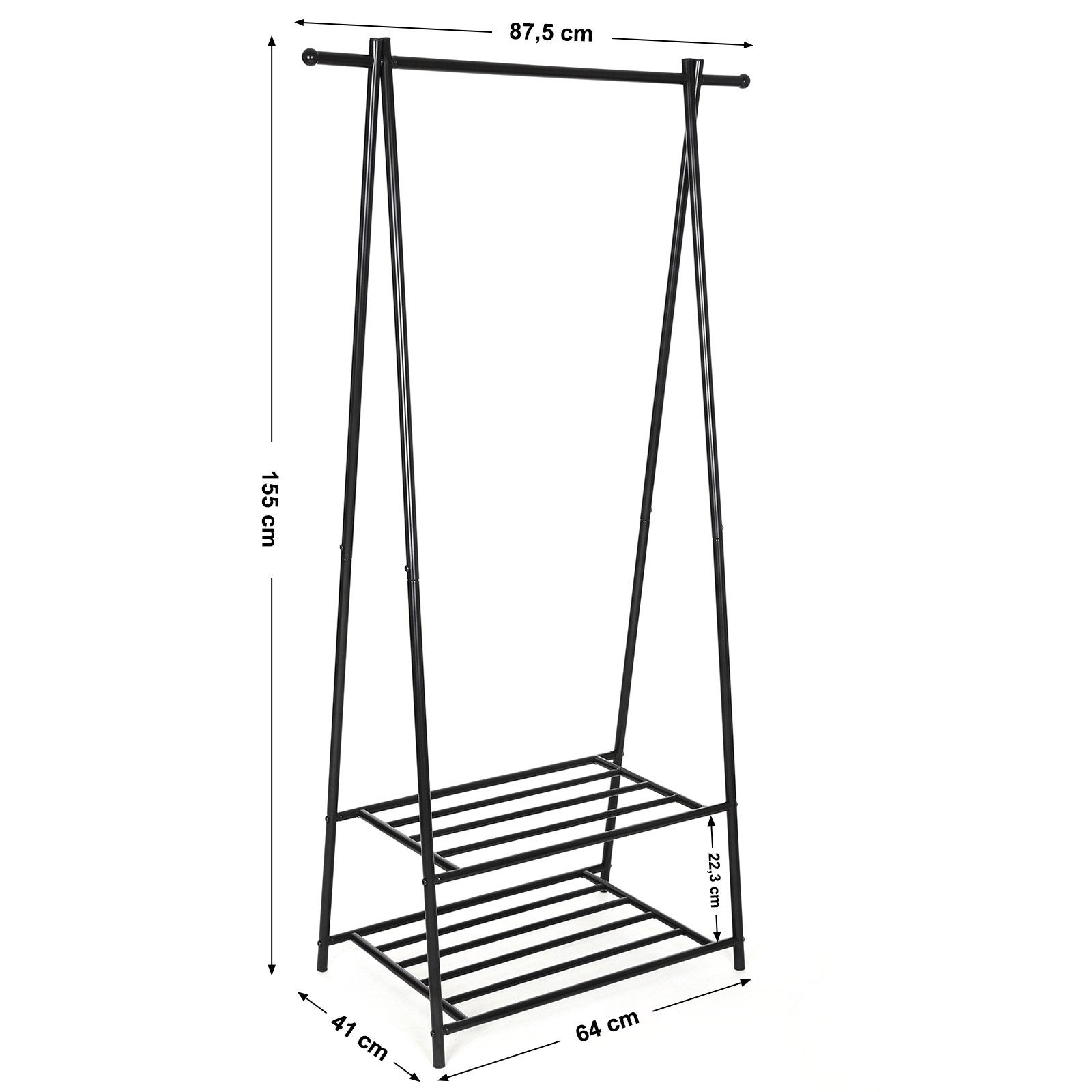 SONGMICS Portant à vêtements, Penderie à vêtements, Portemanteau avec 2 étagères de rangement pour chaussures, boîte, cadre métallique, Noir - 7