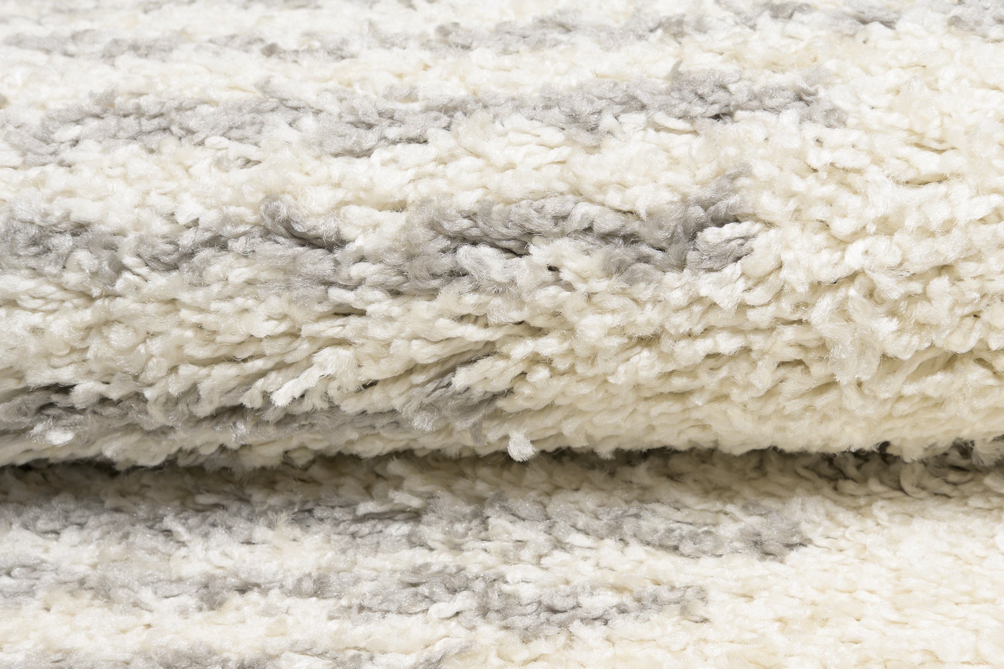 TAPISO Delhi Tapis de Salon Chambre Crème Gris Clair Rayures Moelleux Shaggy Super Doux Poils Longs Epais 60 x 100 cm - 4