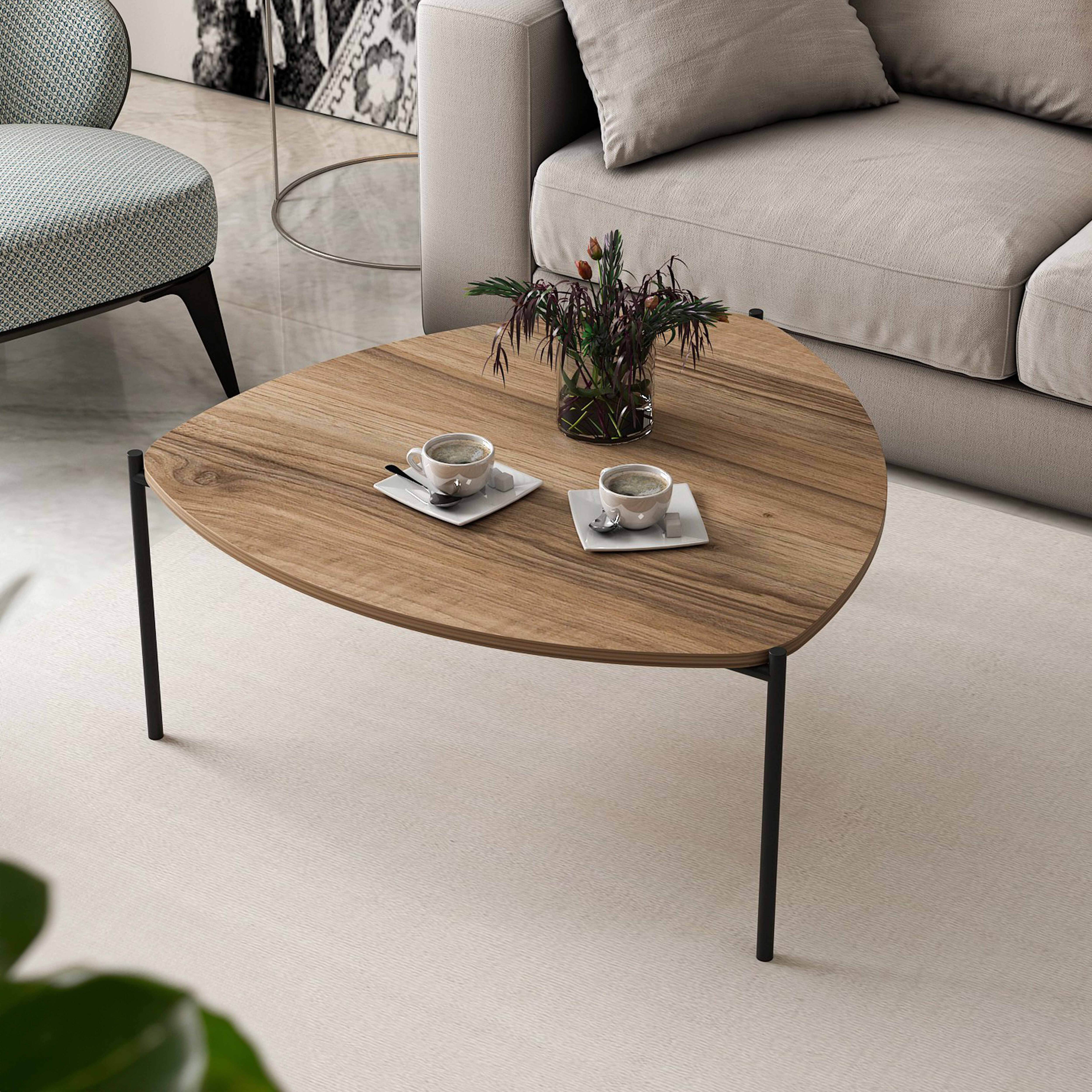 Tavolino triangolare in acciaio ed effetto legno FSC Leroy Merlin