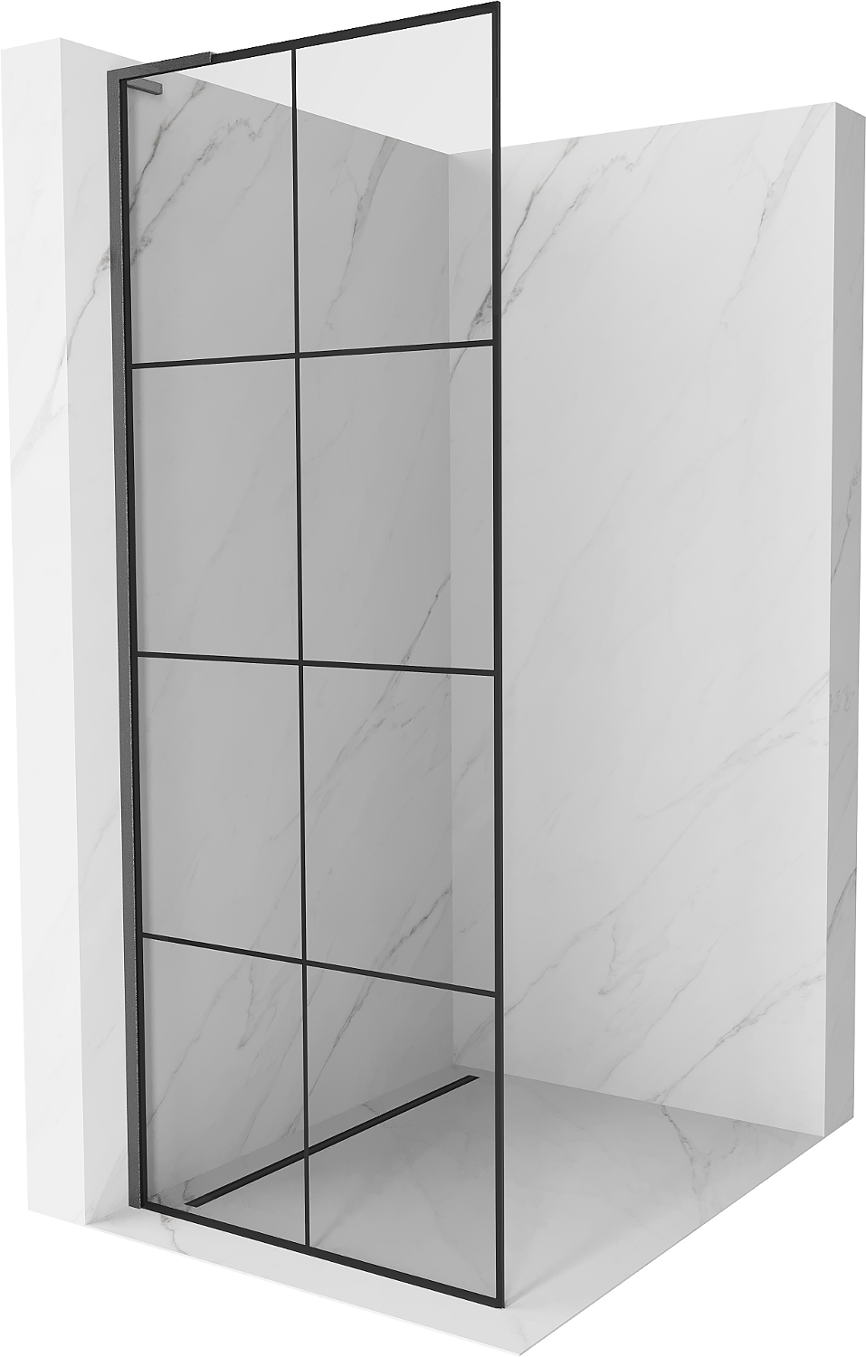 Mexen Kioto L ścianka prysznicowa Walk-in 90 x 200 cm, czarna kratka, gun gray szczotkowany - 800-090-103-66-77