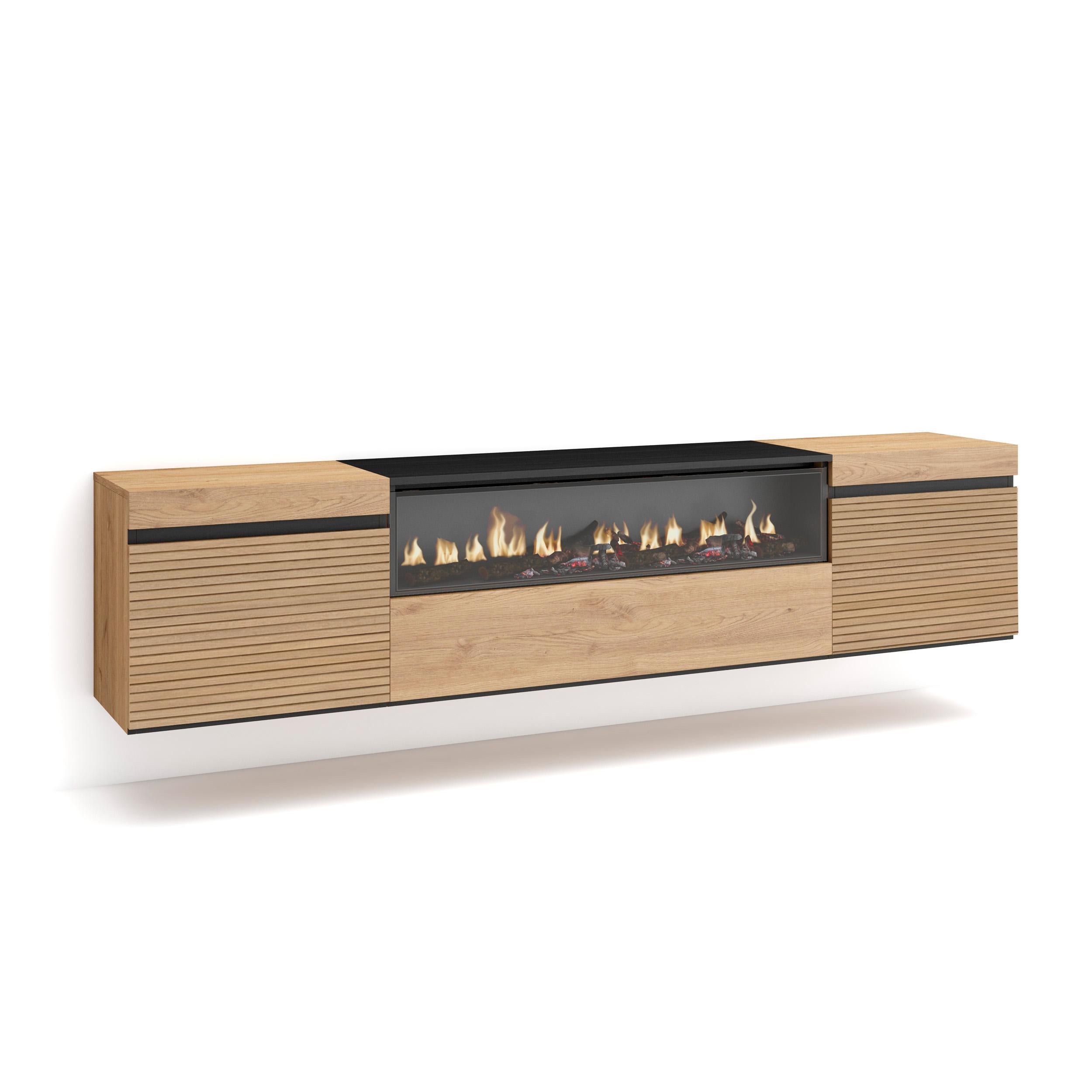 Meuble TV, Banc Télé, 200x45x35cm, Pour Les TV Jusqu'à 80, Blanc Et Noir 89532597