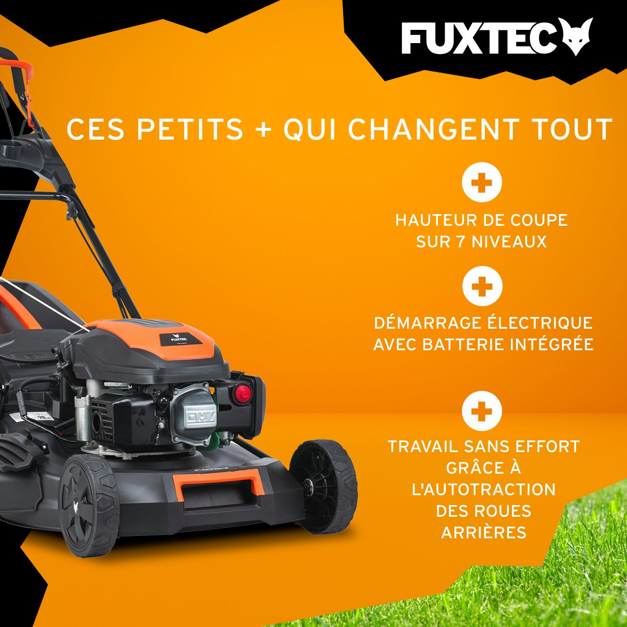 Tondeuse à Gazon Thermique Autotractée FUXTEC FX-RM5170eS 170 cm³ 51 cm – Démarrage Électrique, 60L, Easy Clean – - 3