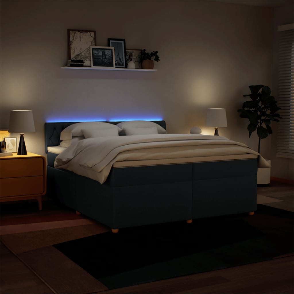 Maison Exclusive - Sommier à lattes de lit avec matelas Bleu 200x200 cm Tissu - 5