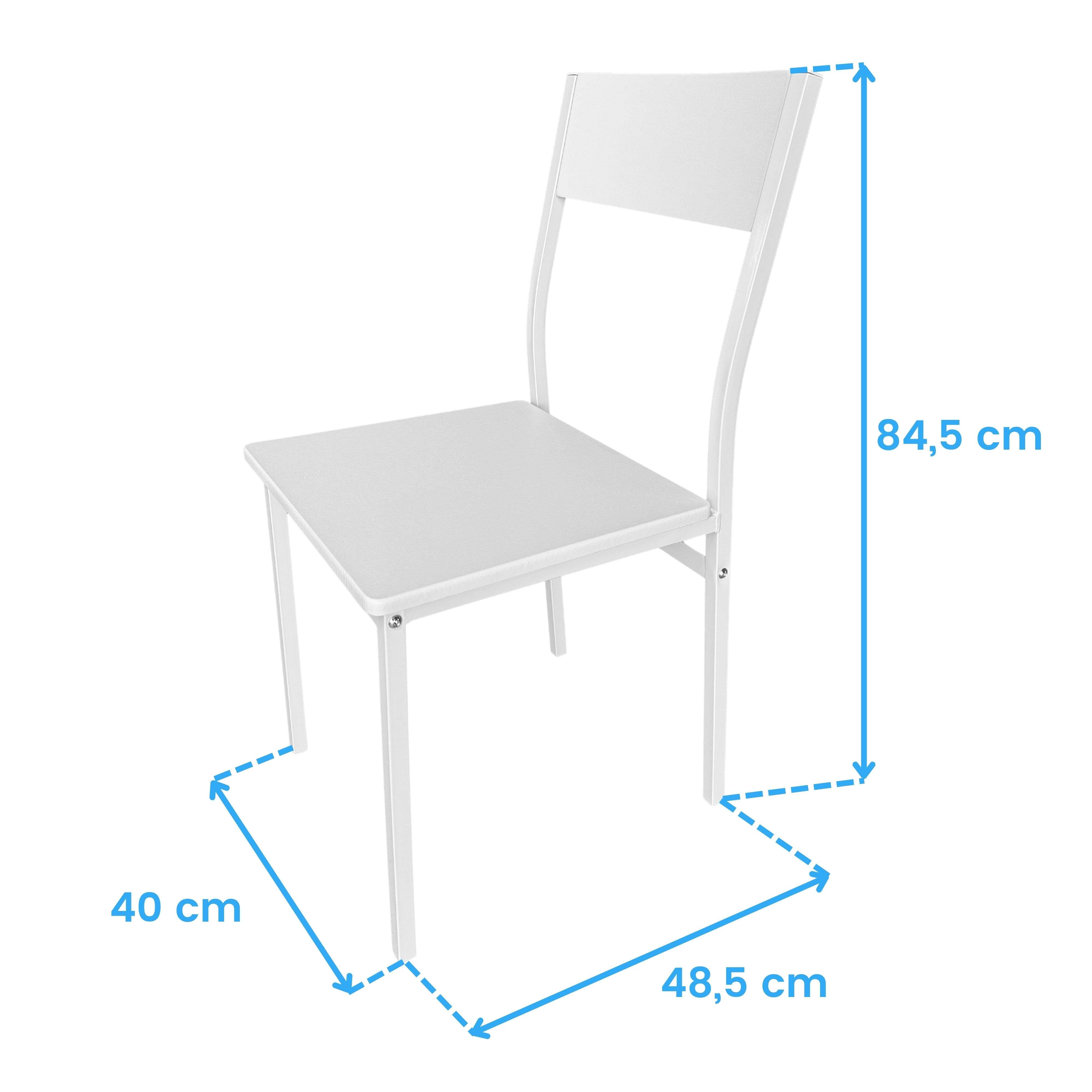 Ensemble table et 4 chaises de cuisine, ensemble repas, mélamine blanche - 6