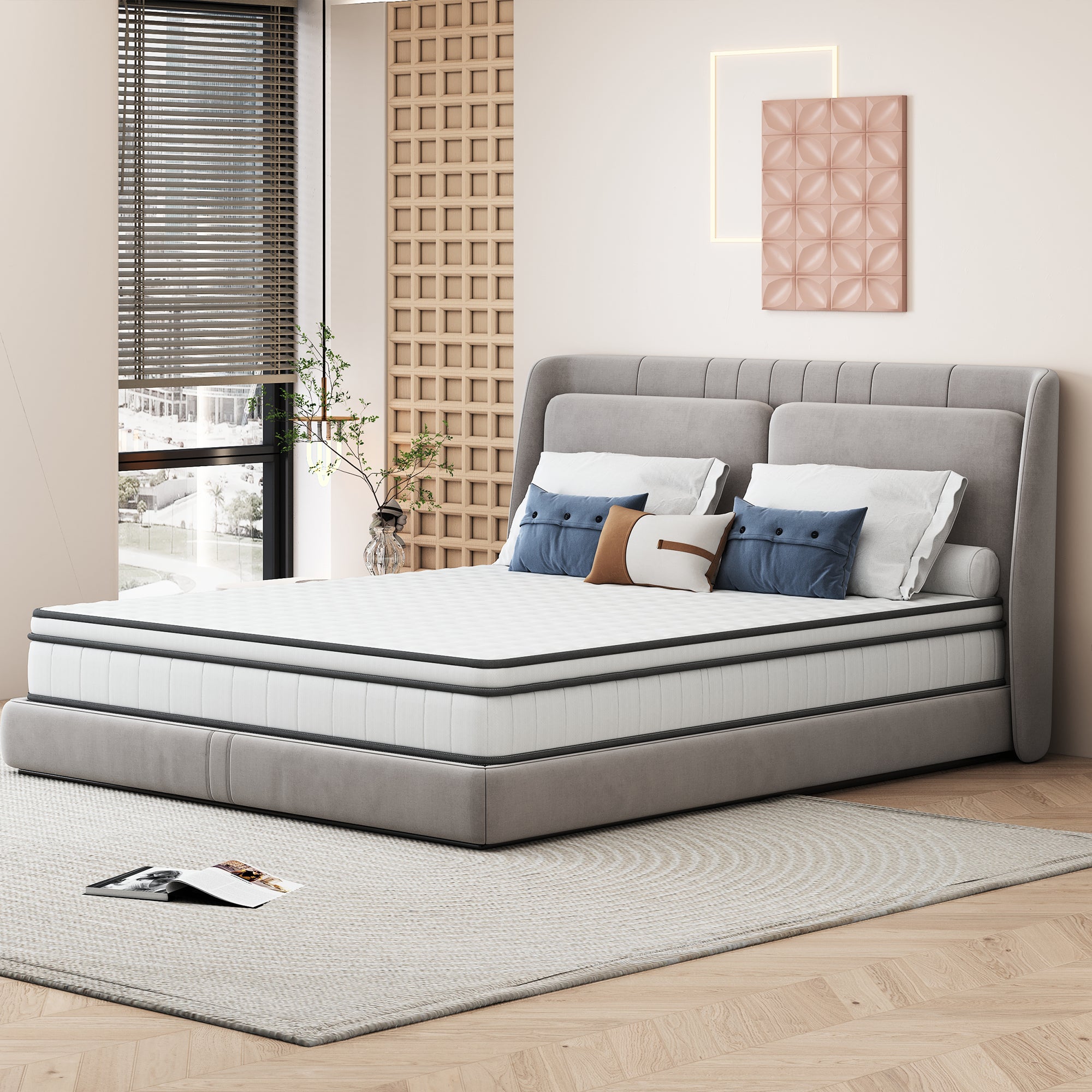 Matelas 140 x 190 cm, hauteur 25 cm, Matelas à ressorts, ressorts ensachés 7 zones, avec tissu doux, dureté H2, maille 3D, respirant - 5