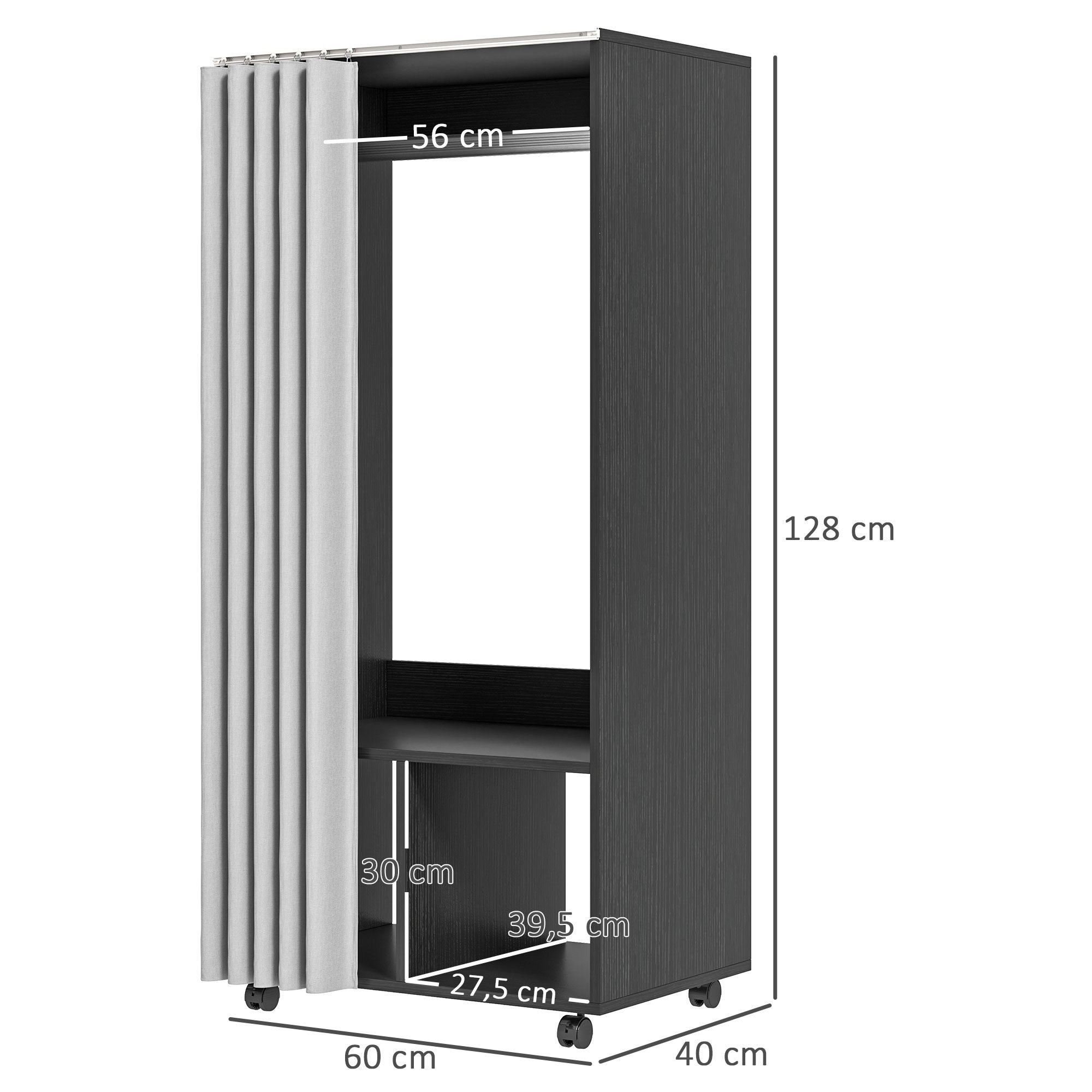 Penderie mobile aggloméré rideau HOMCOM - 3