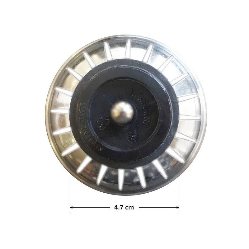 Bouchon panier de rechange Ø83 mm avec bille modèle inox L.B. Plast DC1158 - Chromé - 5