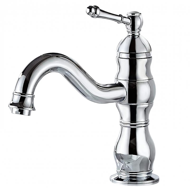 Bateria umywalkowa w stylu vintage, obrotowa 360°, do łazienki, z opcją ciepłej i zimnej wody, jednouchwytowa bateria umywalkowa mosiężna, chromowana