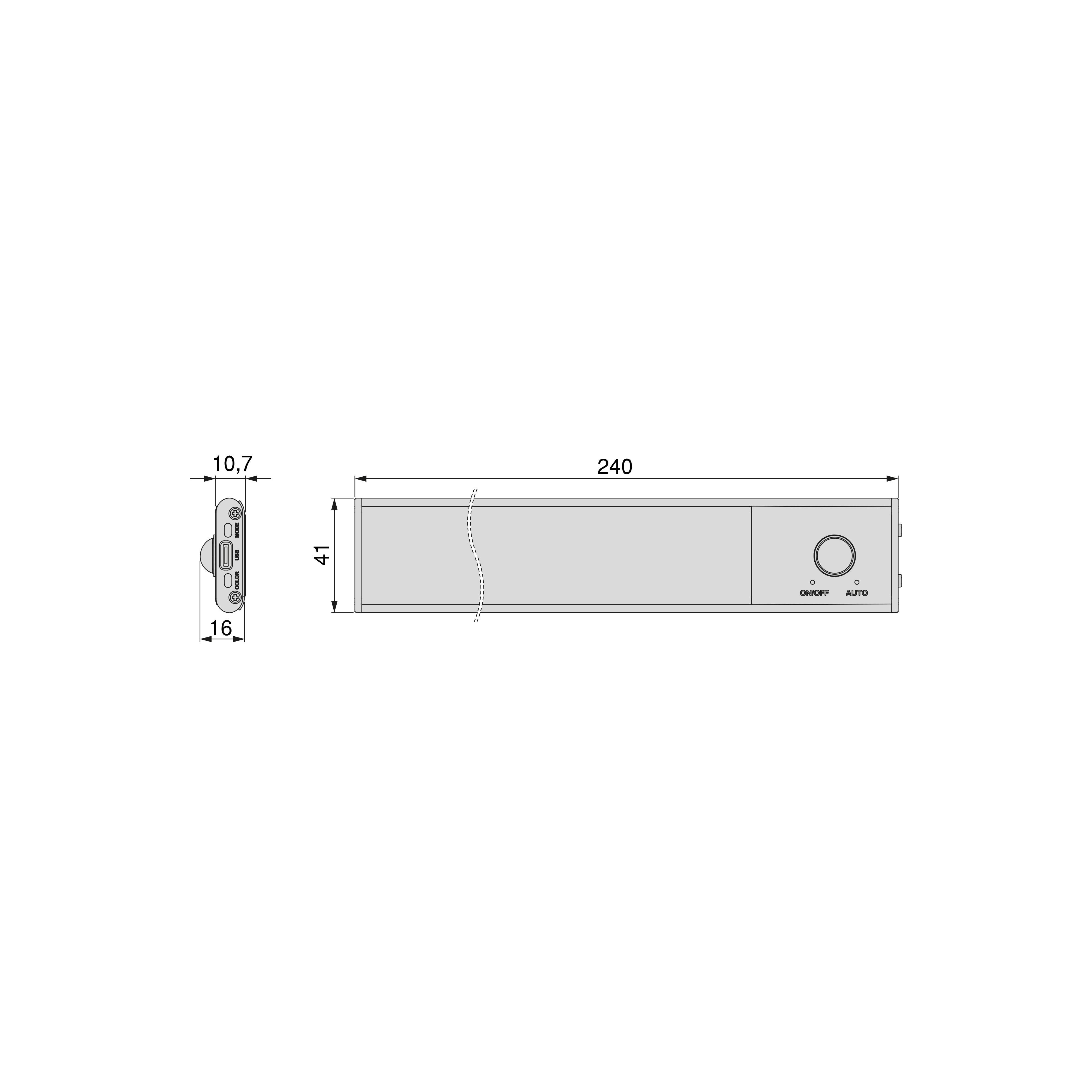 Emuca Lampka ścienna LED Kaus Black ładowana przez USB, z czujnikiem ruchu, L240 mm, Plastik i aluminium, Malowana na czarno - 4