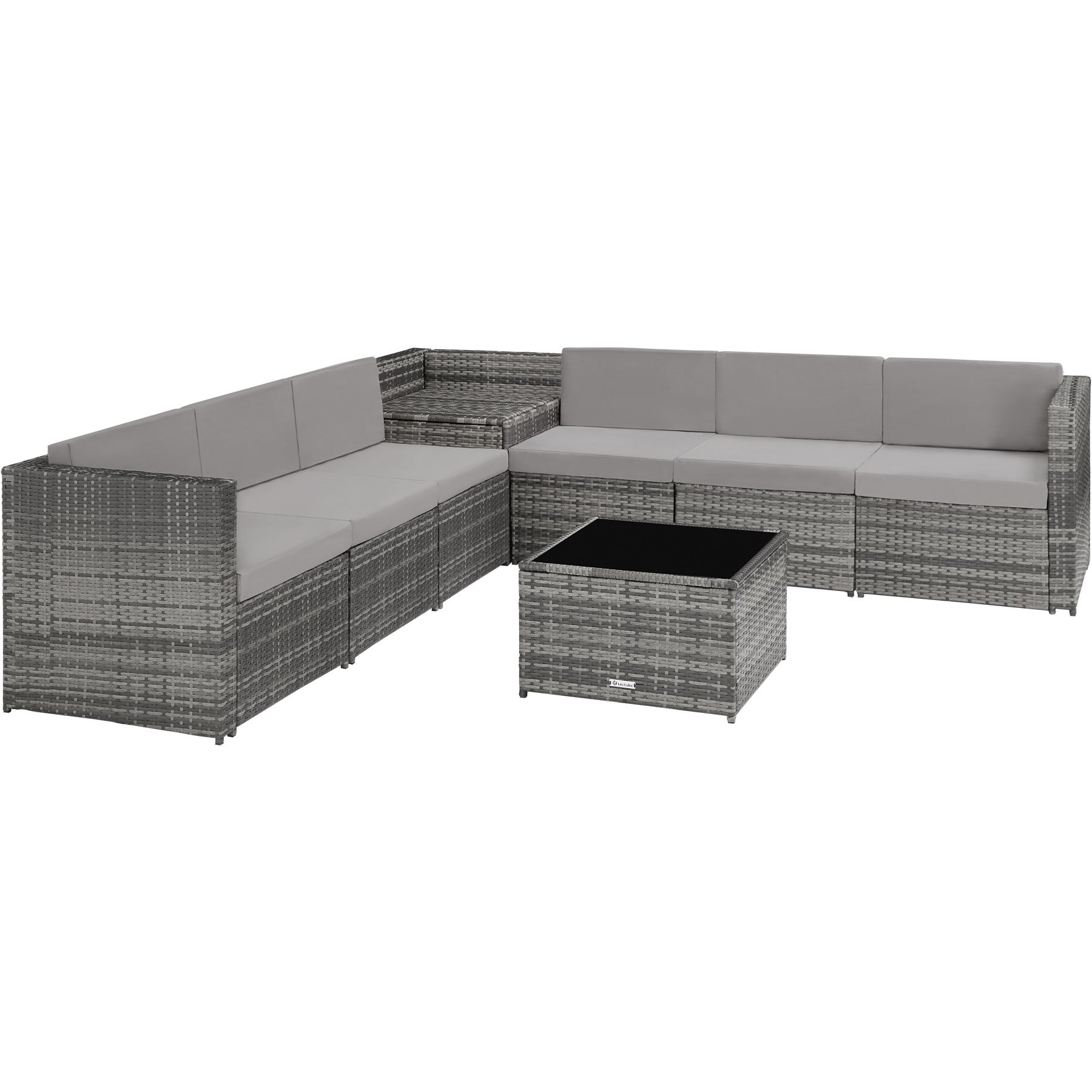 Salon de jardin en rotin et acier 6 places avec coffre de rangement résistant aux UV TECTAKE - 2