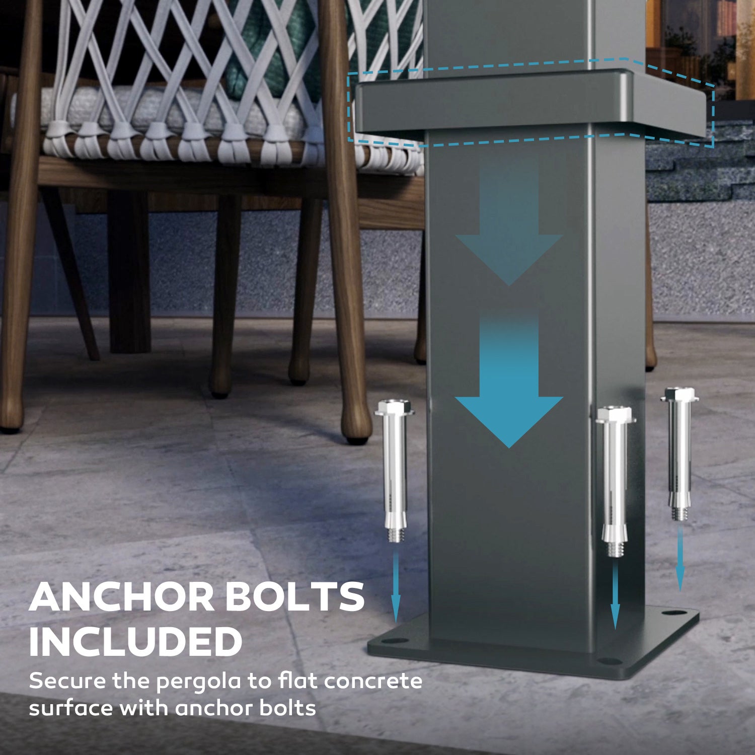 Pergola bioclimatique autoportée 3x5 m acier anthracite avec lames orientables – MIRADOR 80S - 3