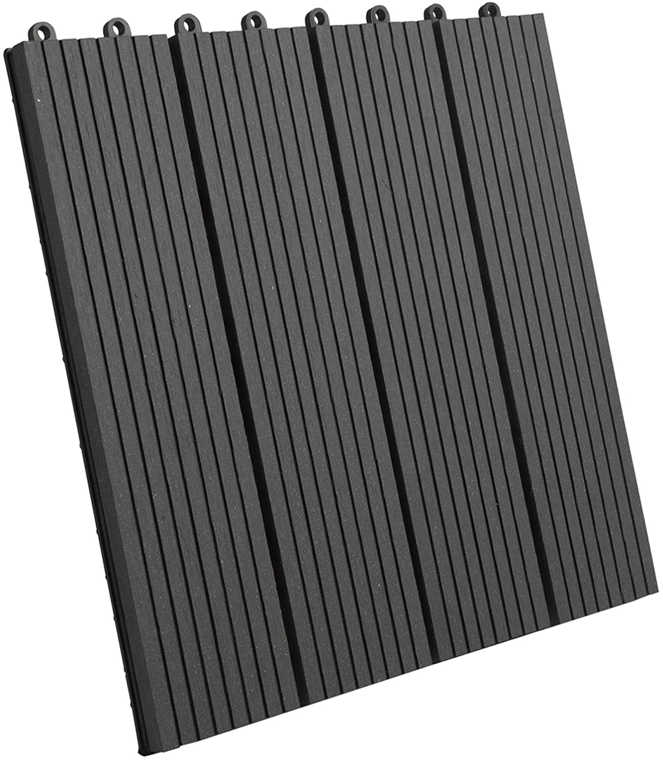WPC Carrelage de sol 30x30cm,Revêtement de sol pour extérieur en composite bois-plastique,Anthracite(22 pièces/2 m²), WOLTU - 2