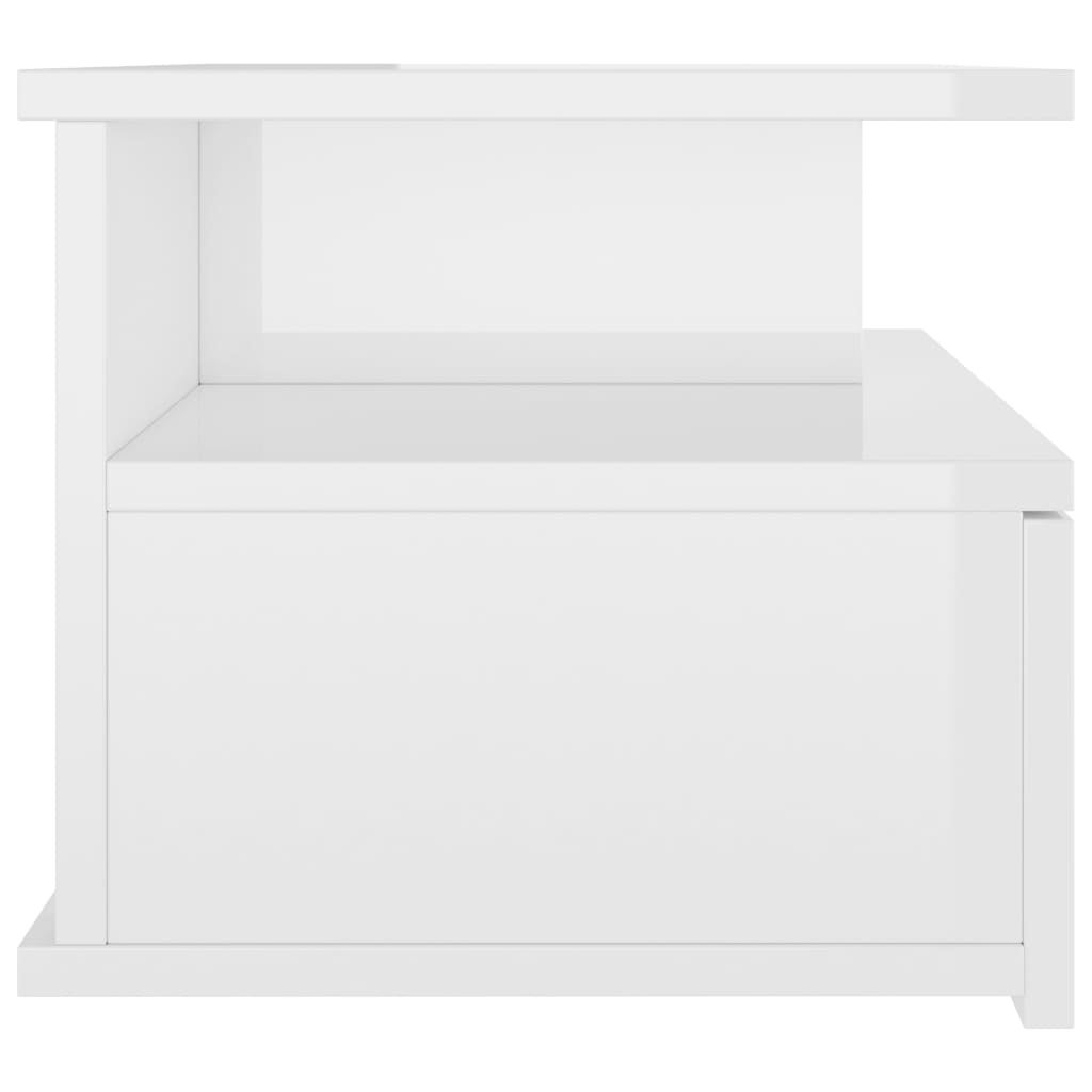Comodino sospeso 2 pz legno bianco lucido 40x31x27 cm - COMFORTXL - 5