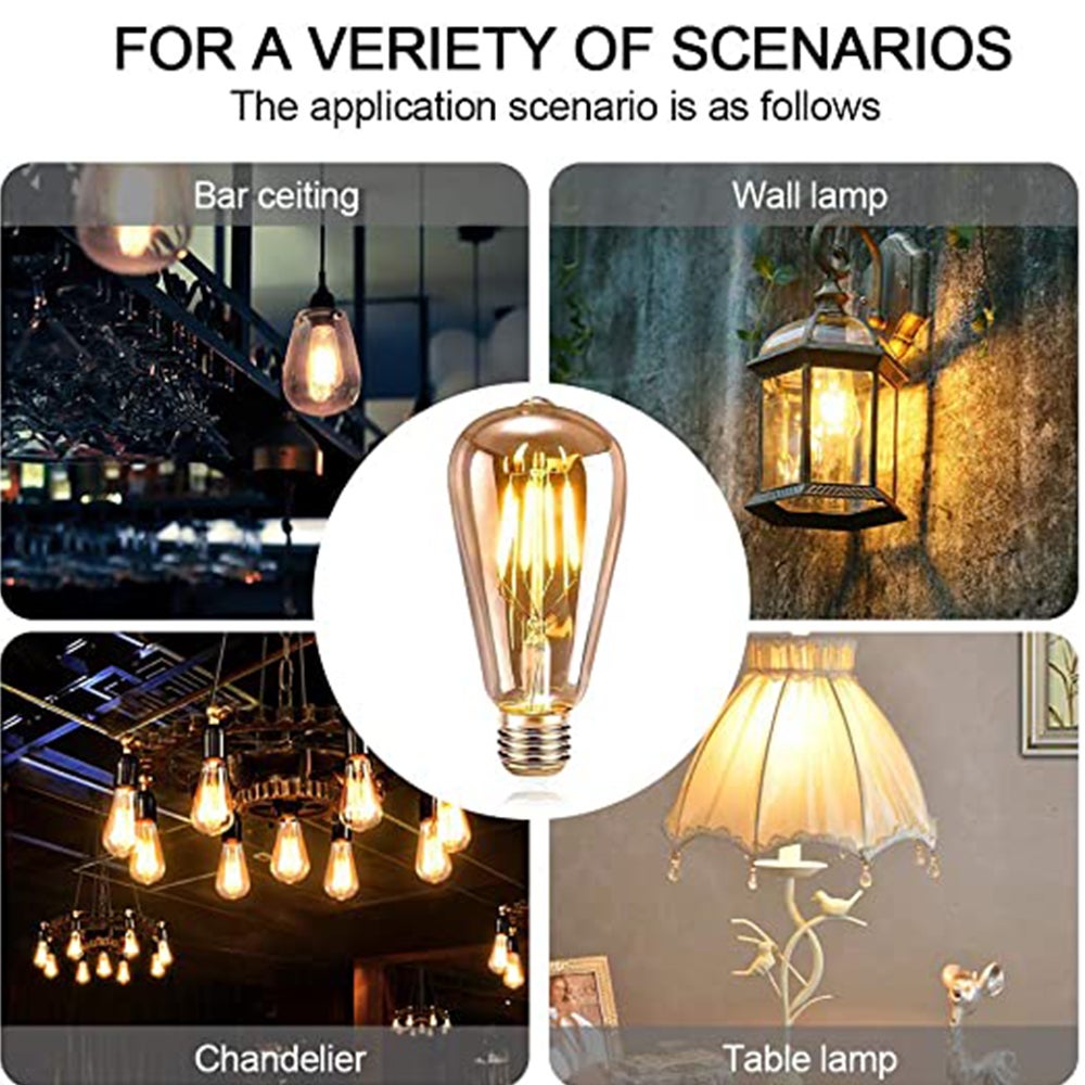6 Ampoules E27 Ampoule Led Ampoule Ampoules Led Ampoule À Vis Ampoules Rétro Ampoules À Économie D'énergie Ampoules 2700K 4W Blanc Chaud - 5