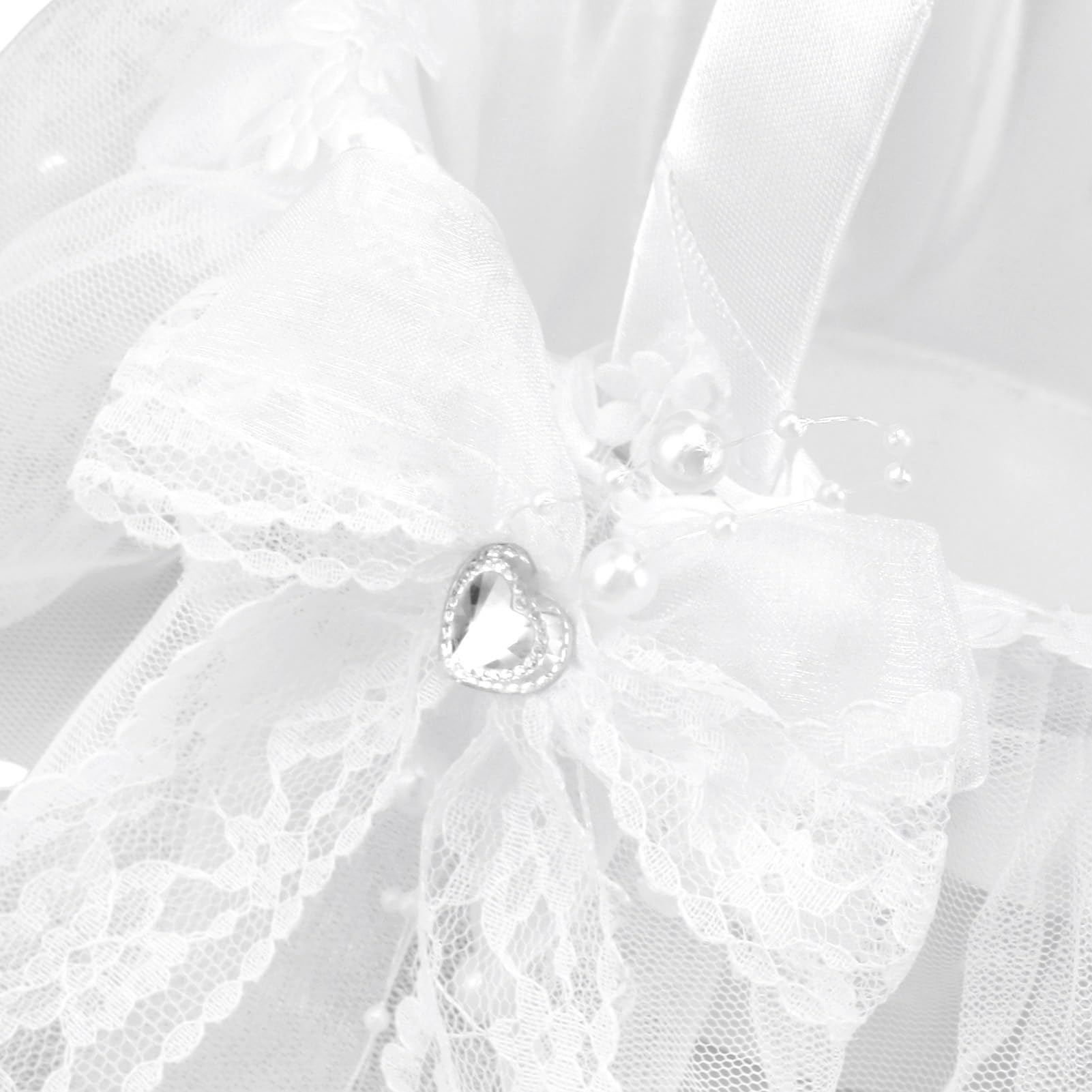 Panier à Fleurs Mariage Dentelle & Strass Blanc – 35x30 Cm, Panier Fille D’Honneur Avec Nœud Élégant