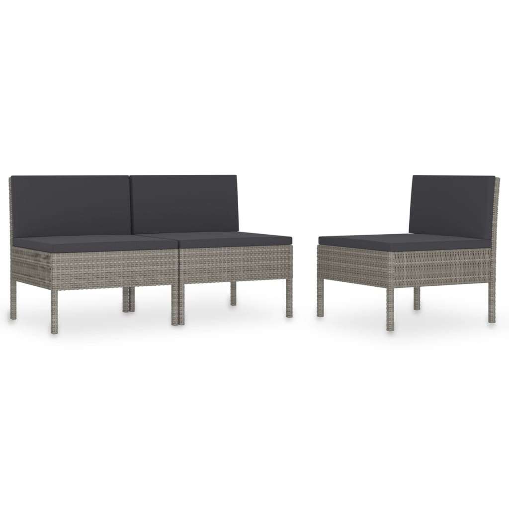 Chaise de jardin pliable avec coussin en Rattan synthétique Gris - 2