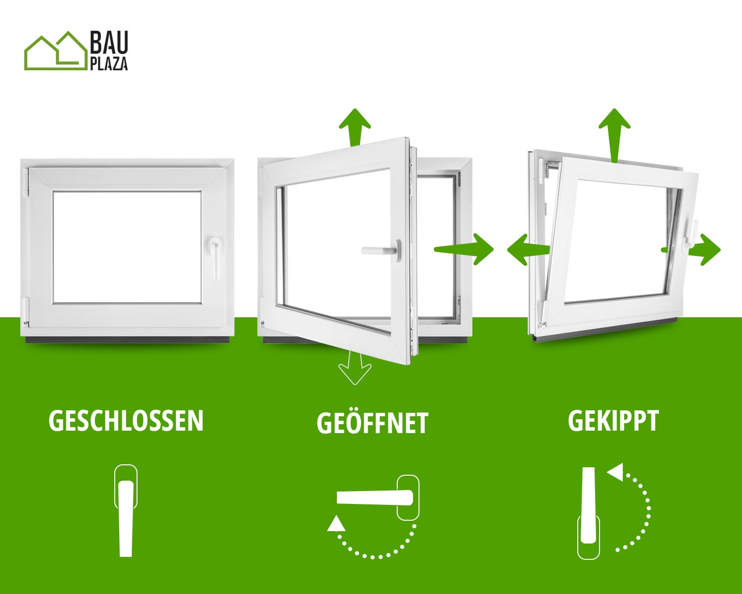 ‎BauPLAZA - Ventana PVC ANCHO x ALTO 500 x 400 mm 50 x 40 cm Izquierda BLANCA Vidrio Transparente - doble cristal OSCILOBATIENTE - 4