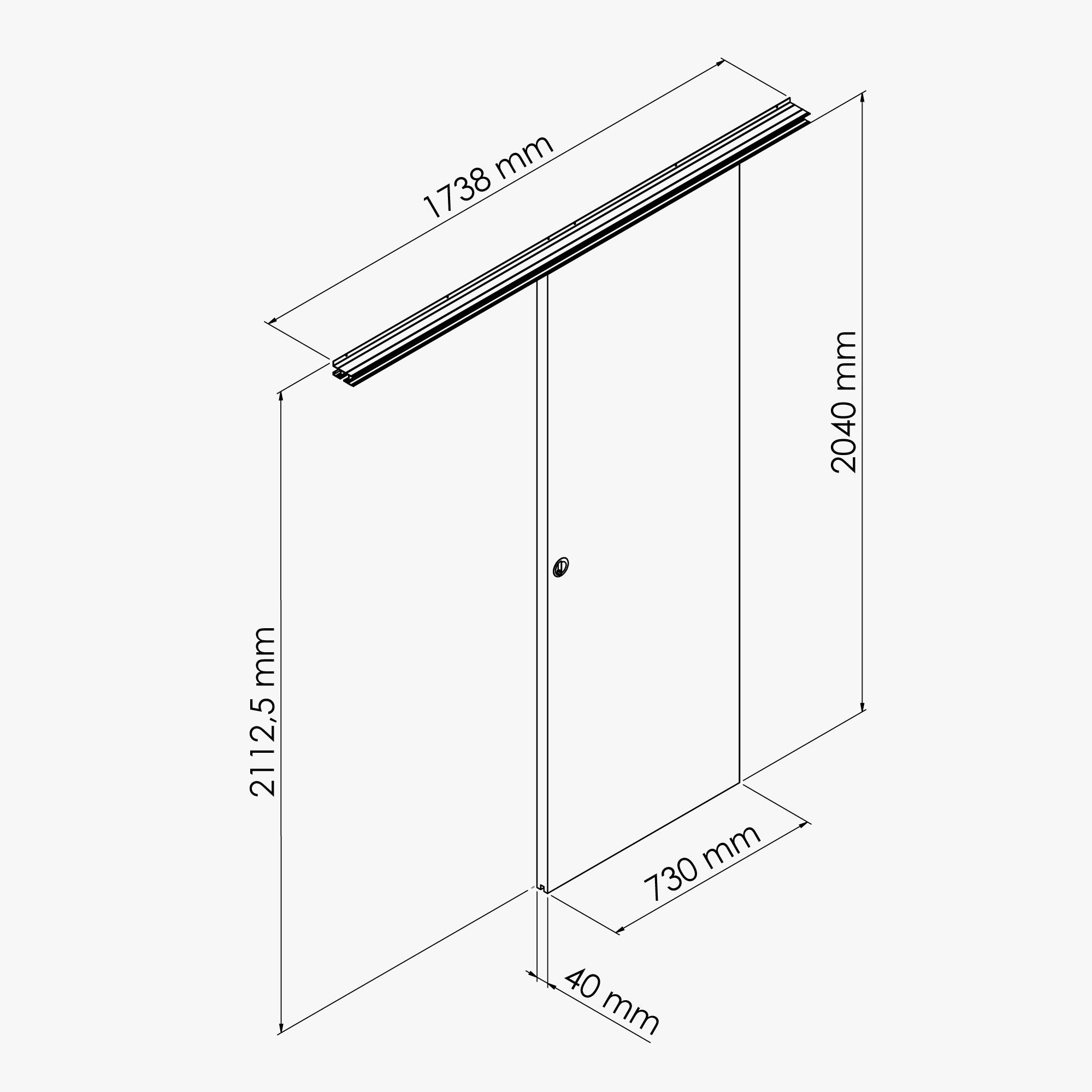 Porte Coulissante avec Rail - Prépeinte Ligne 73 cm - Avec butée - 4