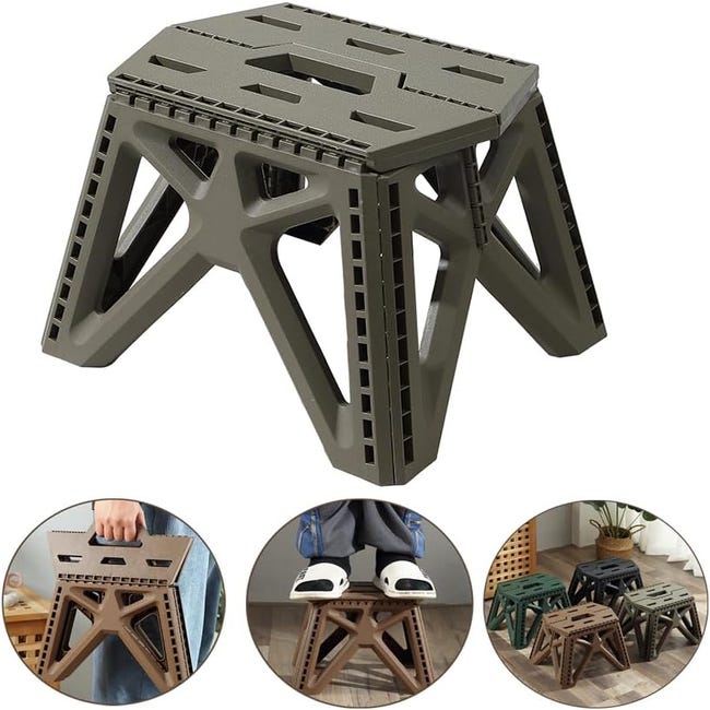 VENTEO Sgabello Pieghevole Portatile Con Maniglia - Multiuso Antiscivolo - Altezza 39 Cm, Bianco, Fino A 150 Kg