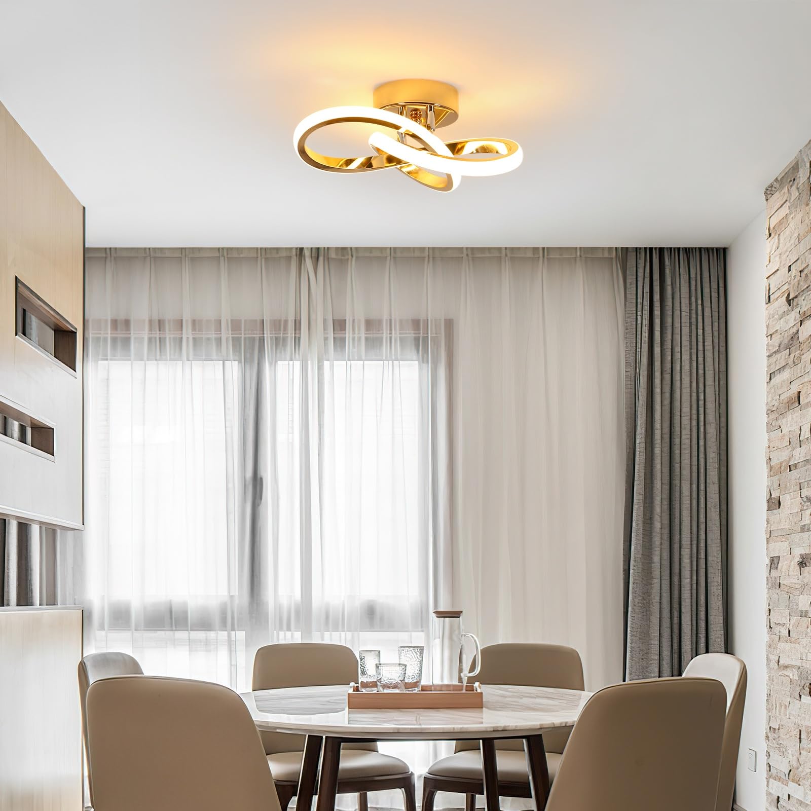 Plafonnier LED, Lustre LED basse consommation, Plafonnier moderne, Luminaire d'allée LED design, 3 températures de couleur (3000K-6000K) - 9