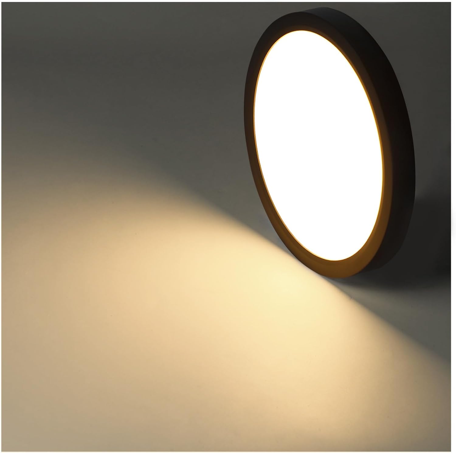 NETTLIFE Lámpara de Techo LED Lámpara Plana Lámpara Redonda Negra de 15W Lámpara de Baño IP44 Lámpara Blanca Cálida Diámetro 18cm para Dormitorio - 3