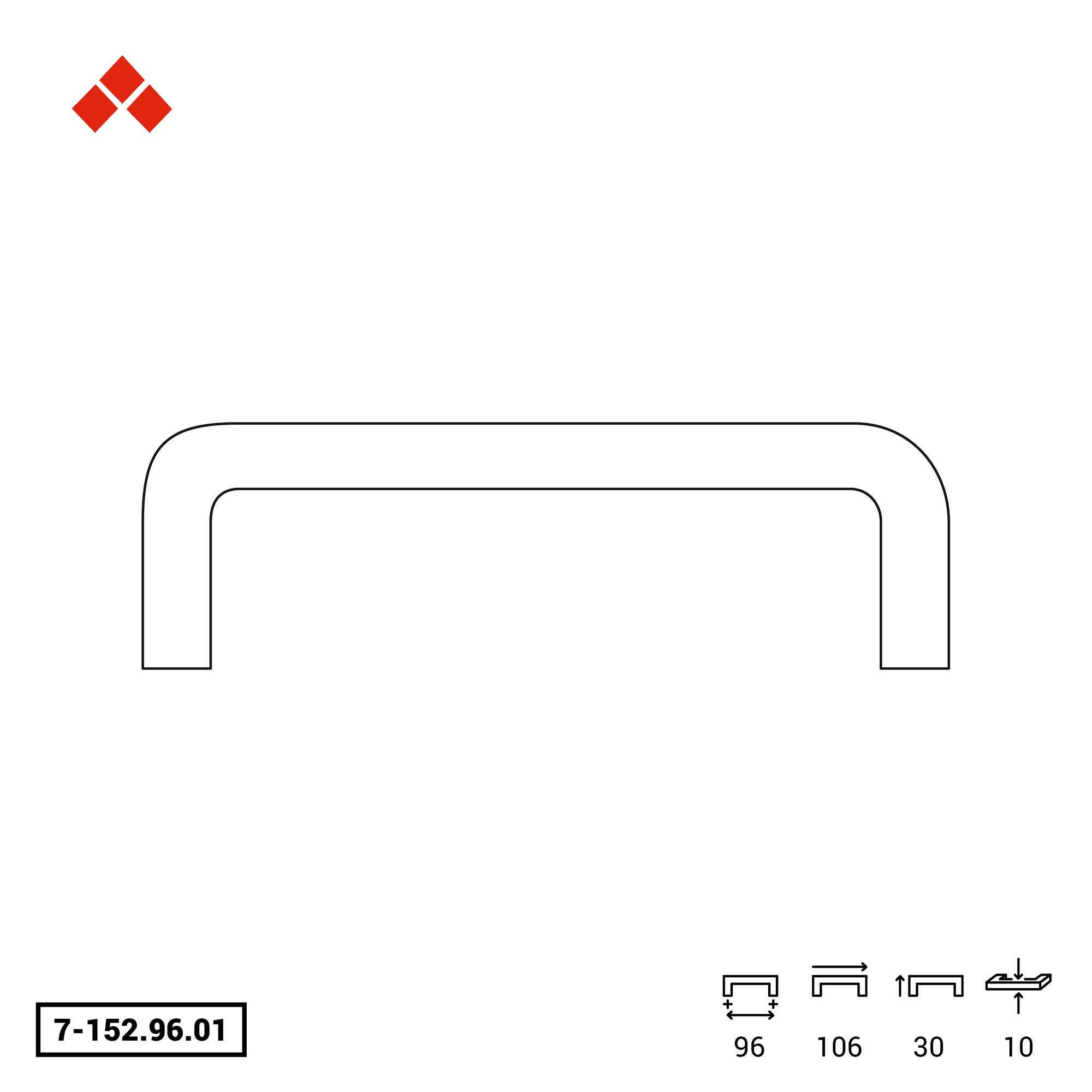 REI | Poignée chromée polie 96 mm | Poignée en métal pour cuisines modernes | Vis incluses - 2