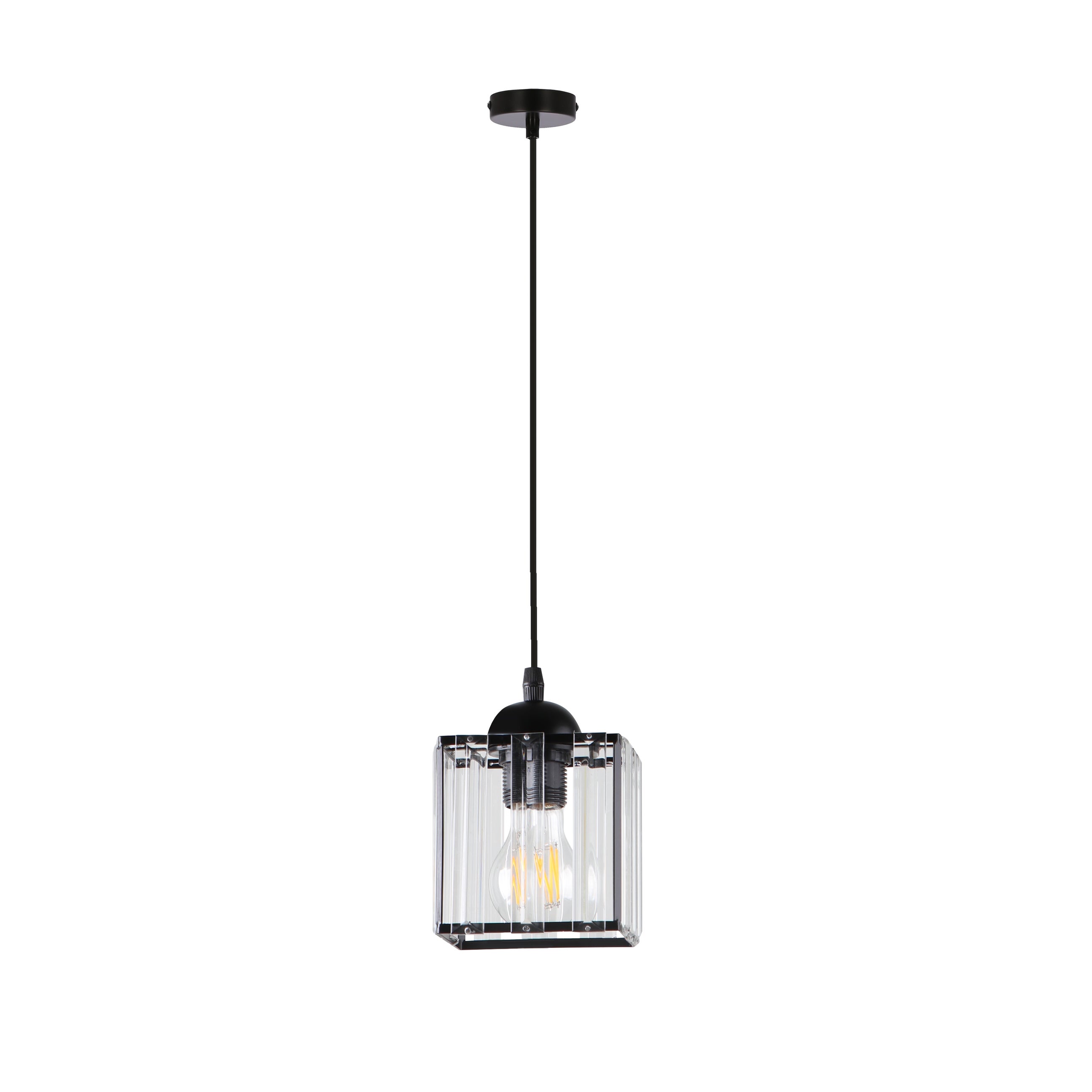 Lampa wisząca elegancka czarna transparentny klosz 1xE27 40W Glassia Candellux