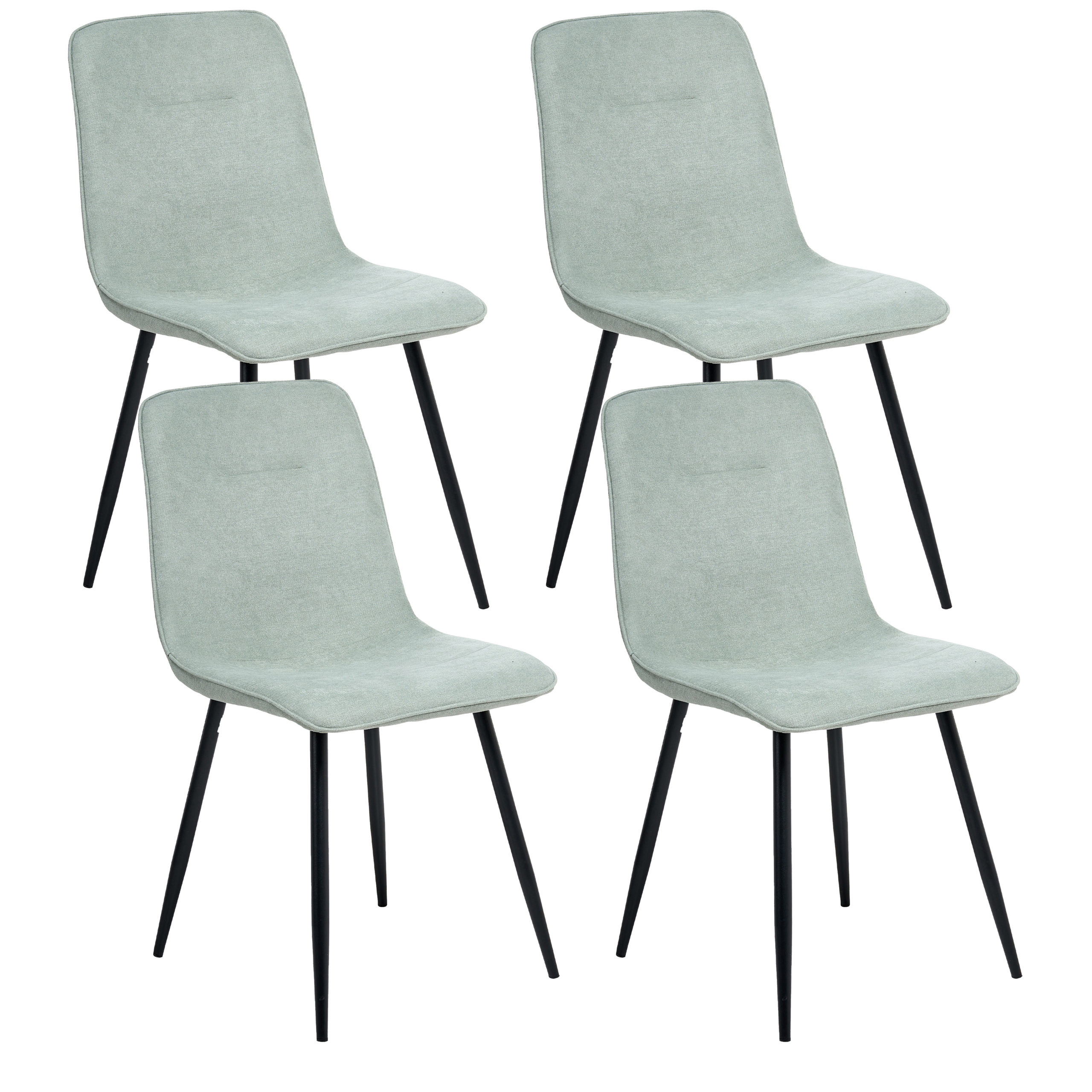 Beliani Conjunto De 4 Sillas De Comedor Tuscola Tela Verde/Claro , Leroy Merlin