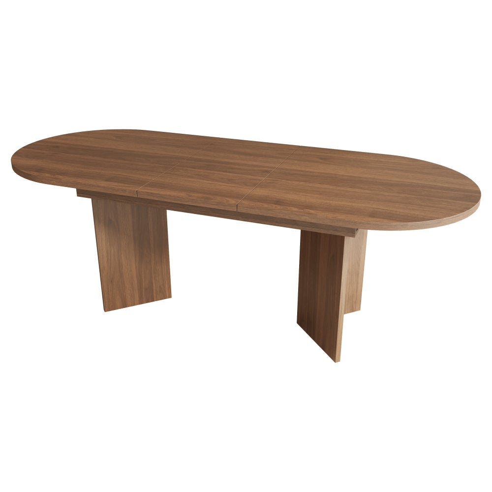 Table à manger extensible 140/180 * 90 cm, pour 6-8 personnes, coins arrondis, style simple, couleur noyer.. - 8