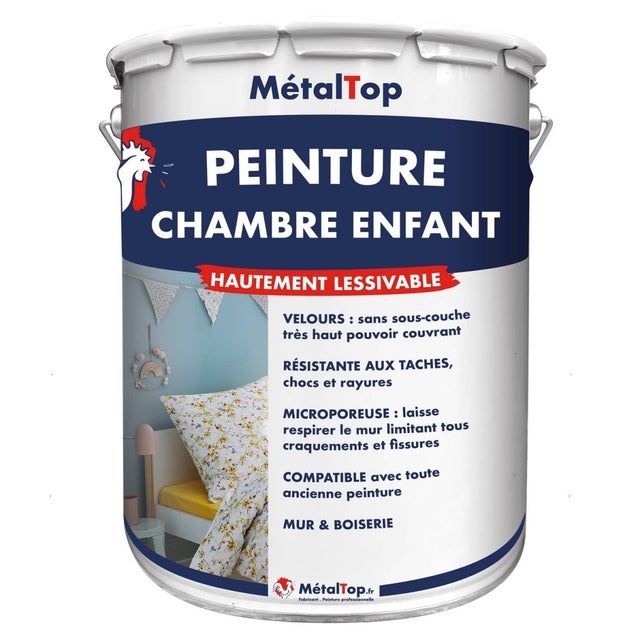 Peinture Chambre Enfant - Bleu brillant - RAL 5007 - 1 L - Métaltop