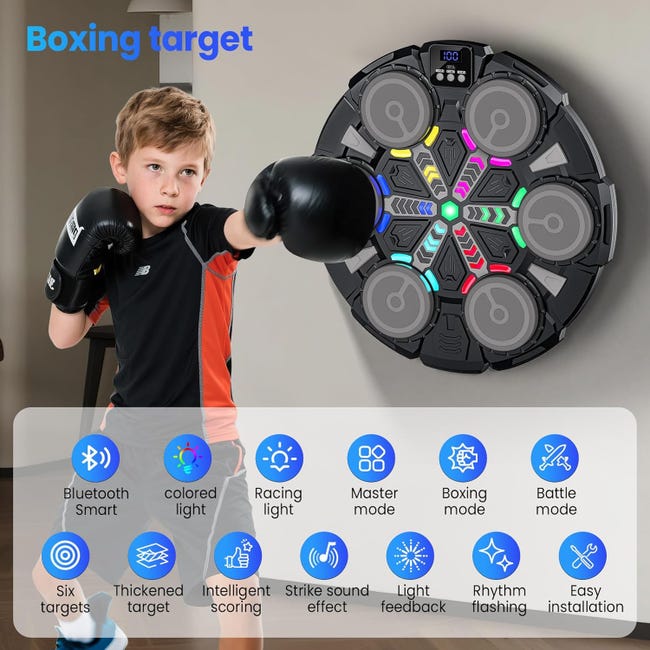 Machine de boxe musicale, Bluetooth, intelligente, montage mural, pour exercices à domicile, décompression, avec gants de boxe, appareils d'entraînement pour adultes et enfants - Ameublement Machine de boxe musicale, Bluetooth, intelligente, montage mural, pour exercices à domicile, décompression, avec gants de boxe, appareils d'entraînement pour adultes et enfants - Ameublement