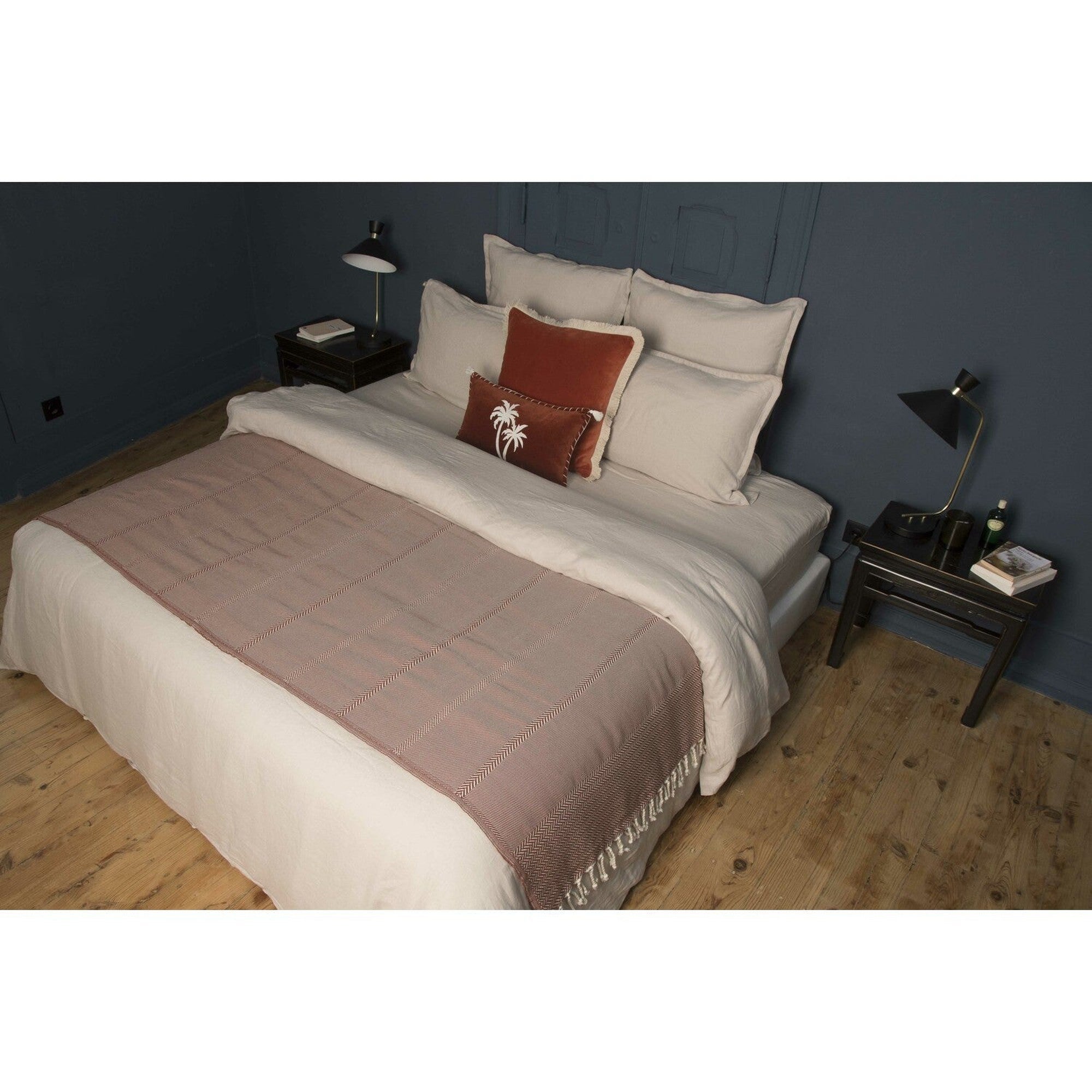 Plaid 130x170 coton rouge tomette - 8