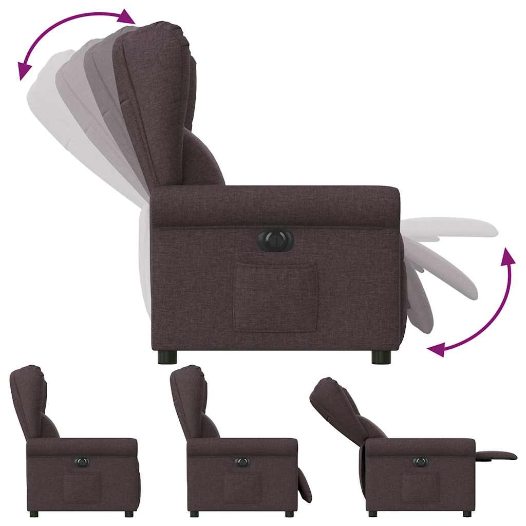Fauteuil de télévision | Fauteuil inclinable électrique Marron foncé Tissu CFW162167 - 7