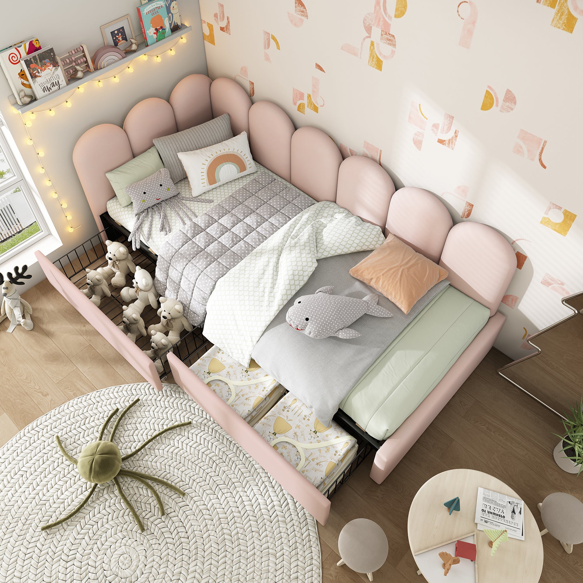 Lit enfant design maison dim. 90 x 190 cm sommier à lattes inclus