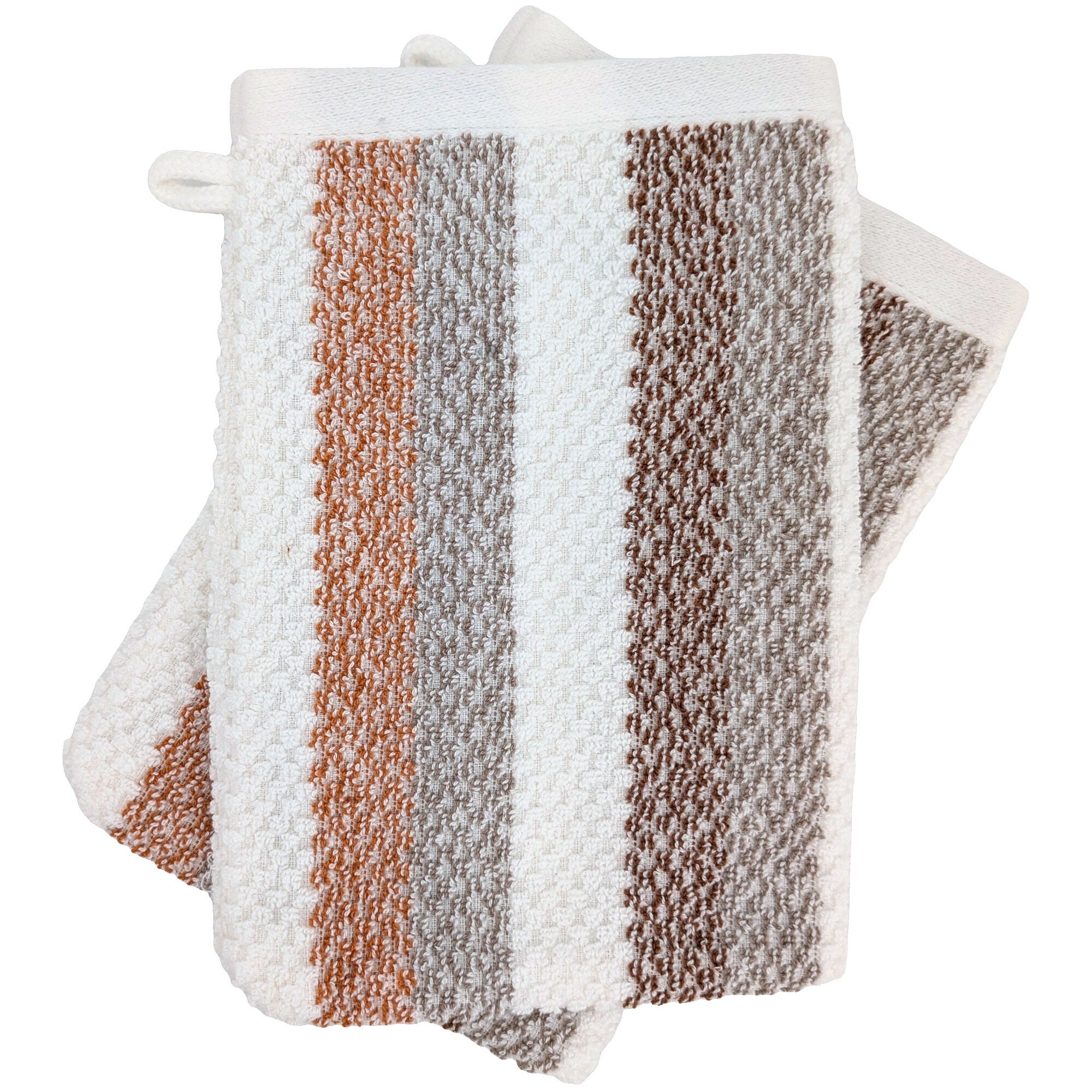 2 Gants De Toilette LUXOR 16x21cm - Coton Peigné Blanc Crème
