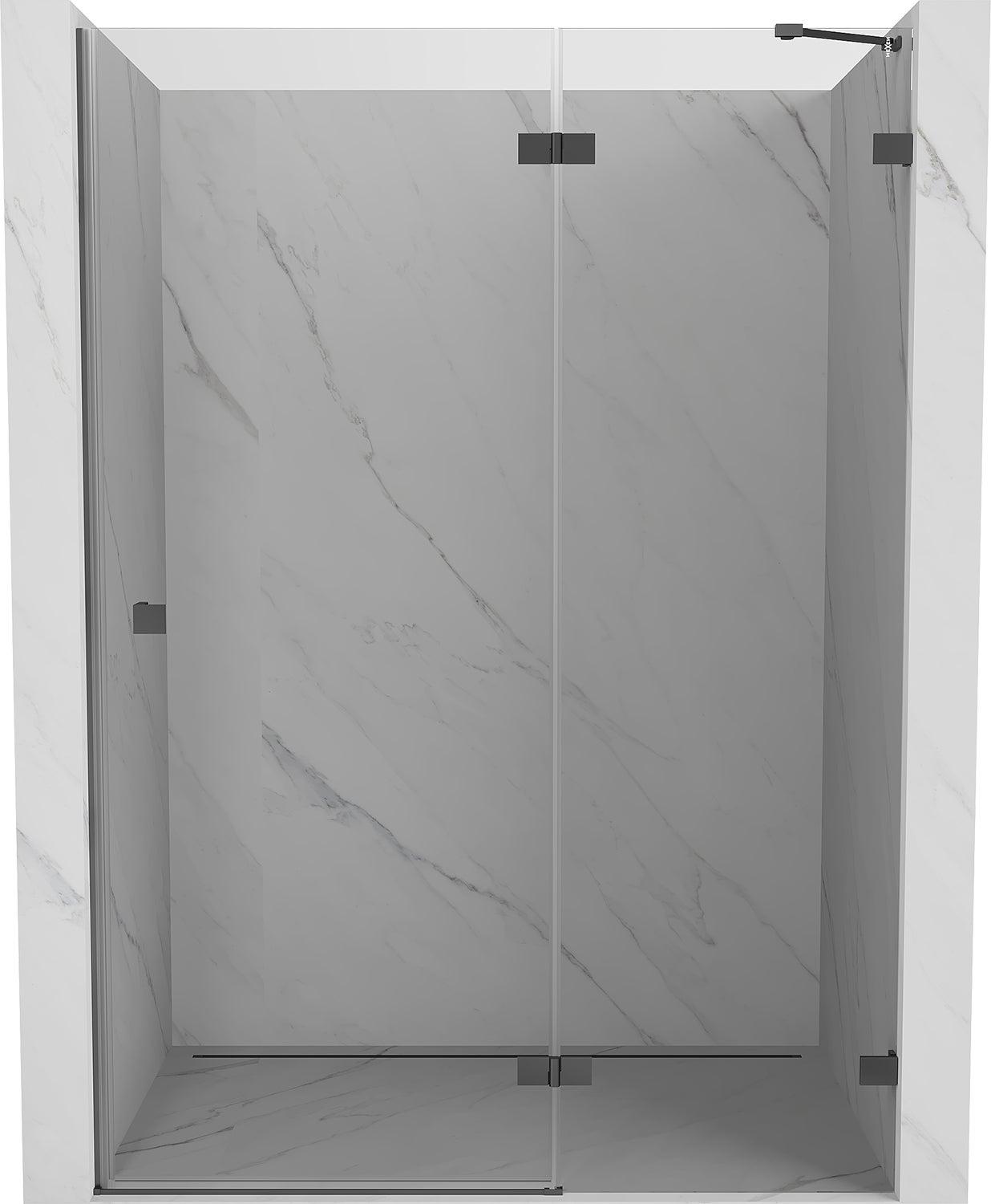 Mexen Lunar drzwi prysznicowe uchylne prawe 130 cm, transparent, gun metal - 834-130-000-95-00-P